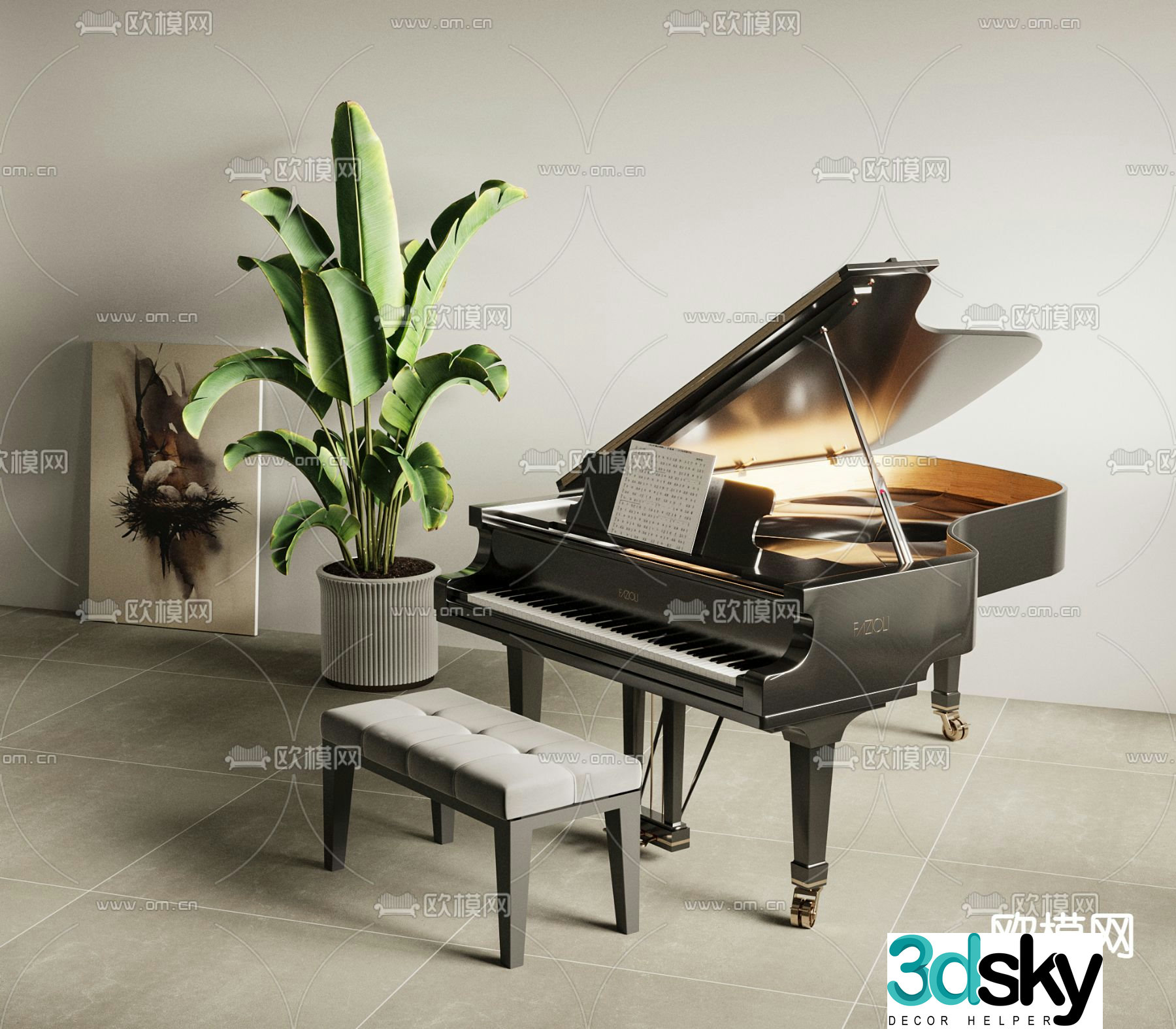 grand piano 3d model