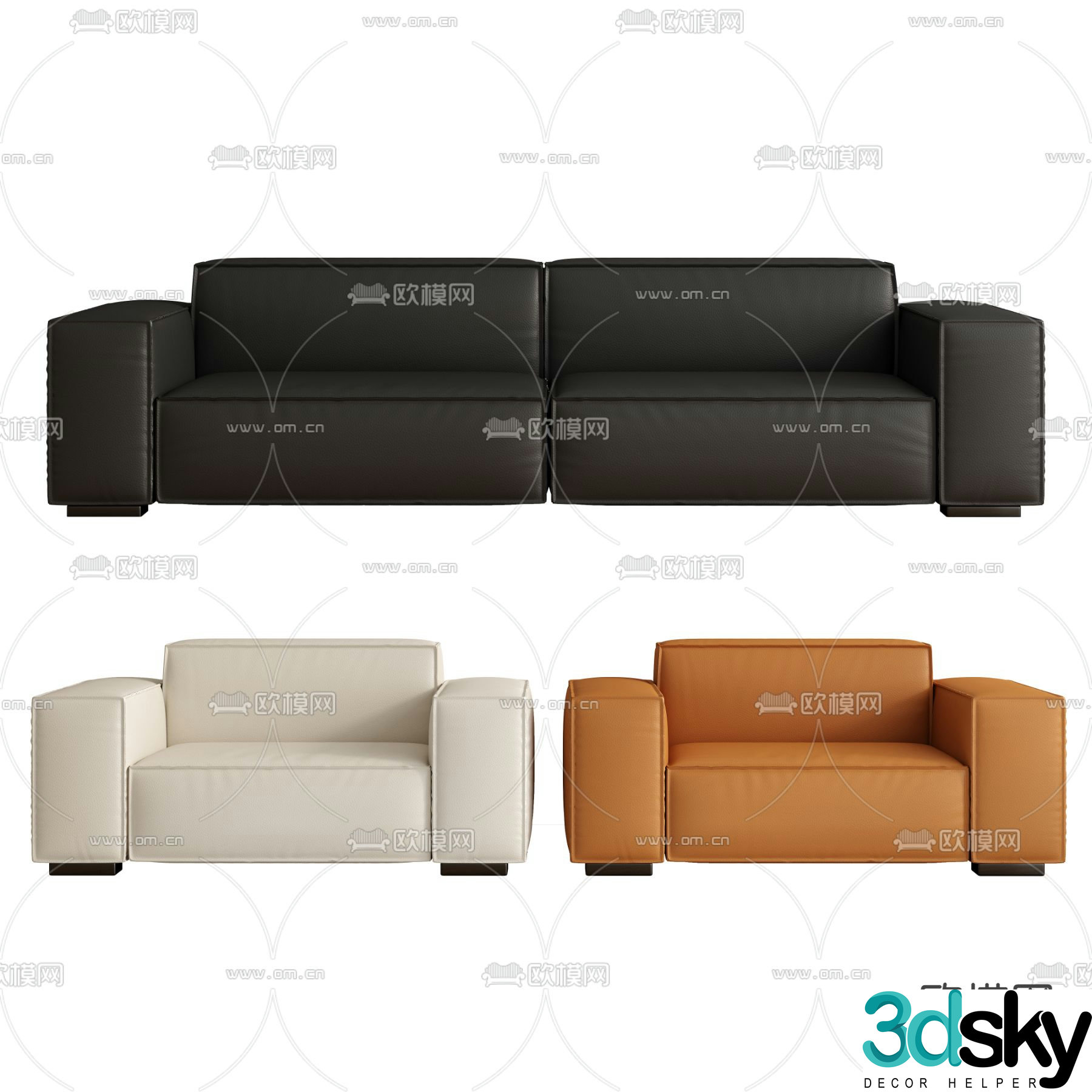 Office sofa double sofa 3d model