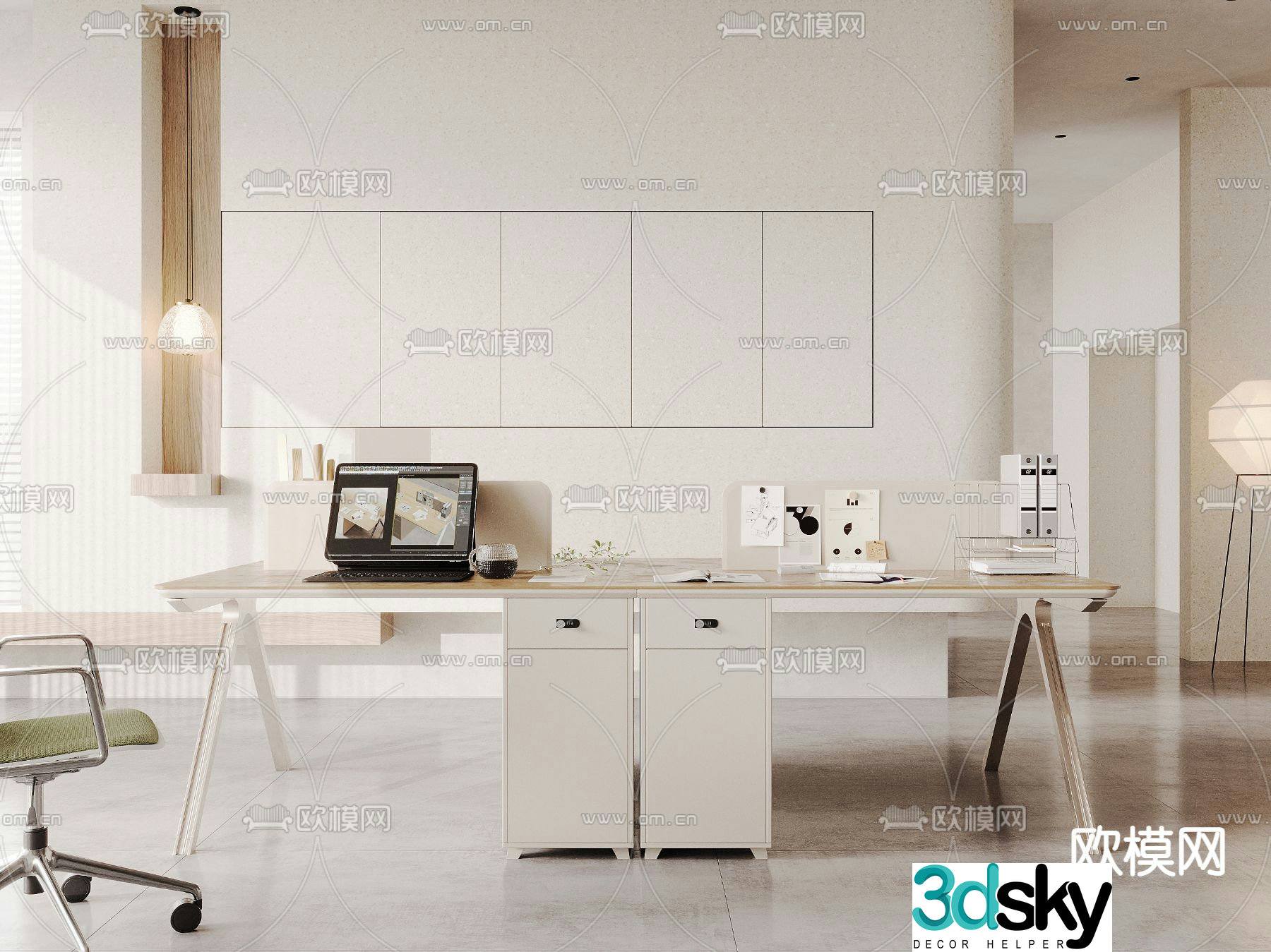 Card space desk workstation 3D model