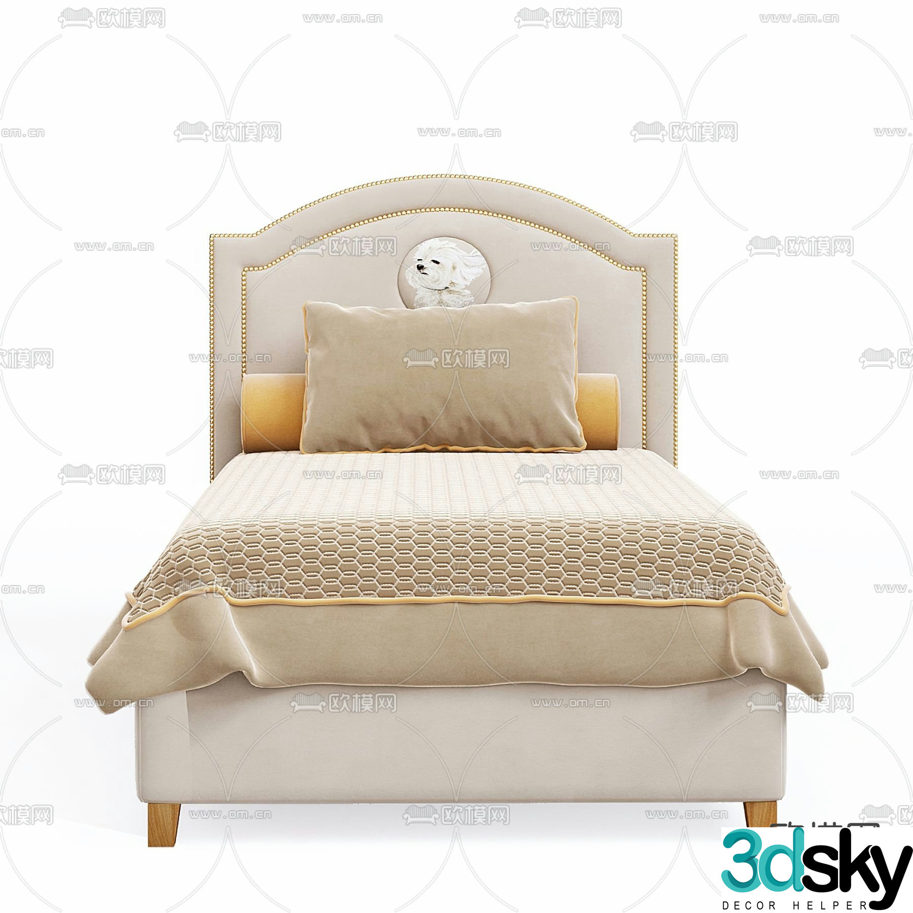 Simple European children’s bed 3D model