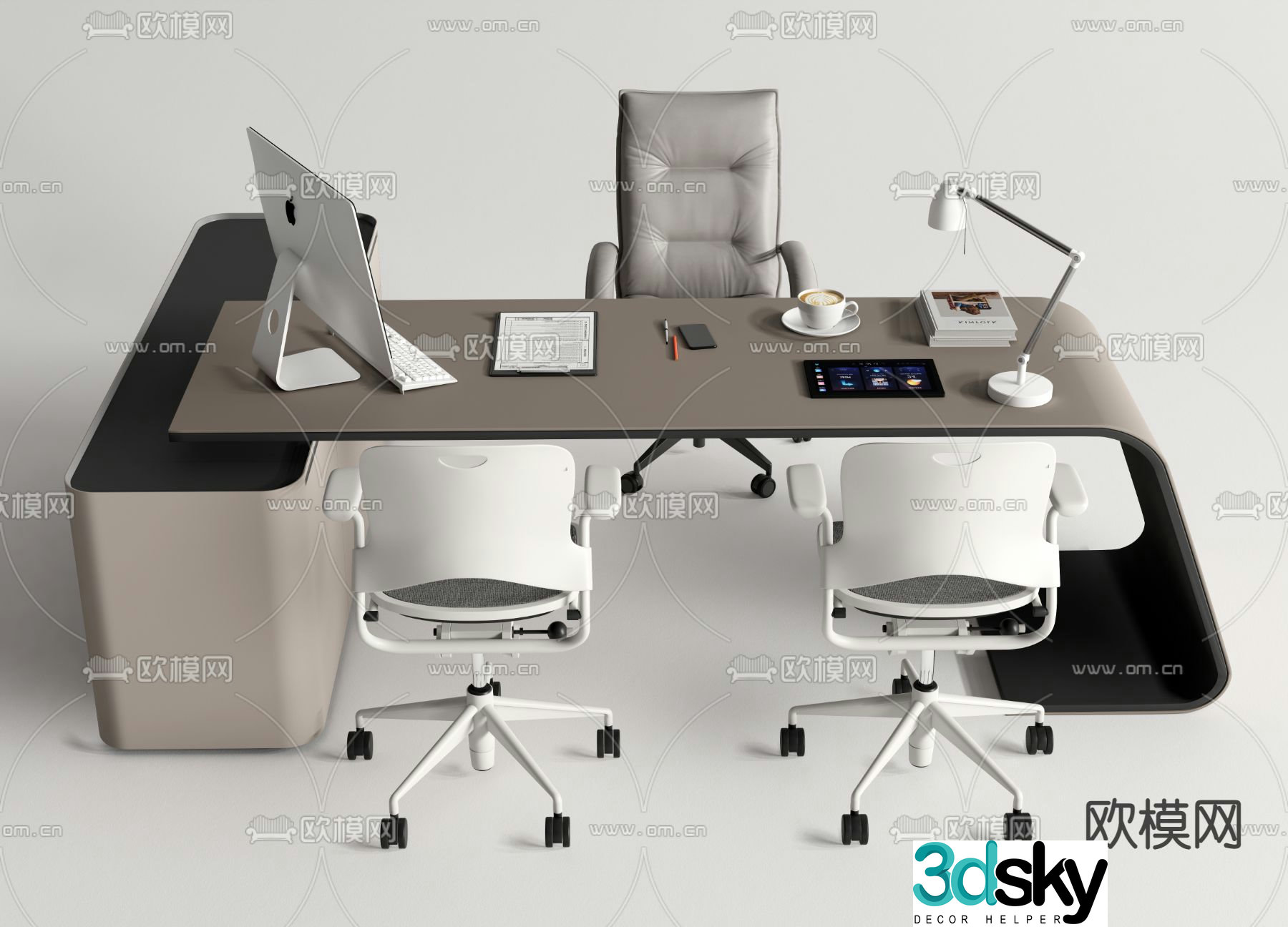 Executive desk boss desk supervisor desk 3D model