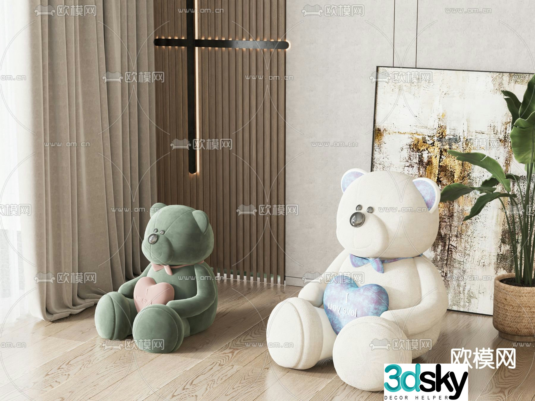 Plush toy bear doll 3d model