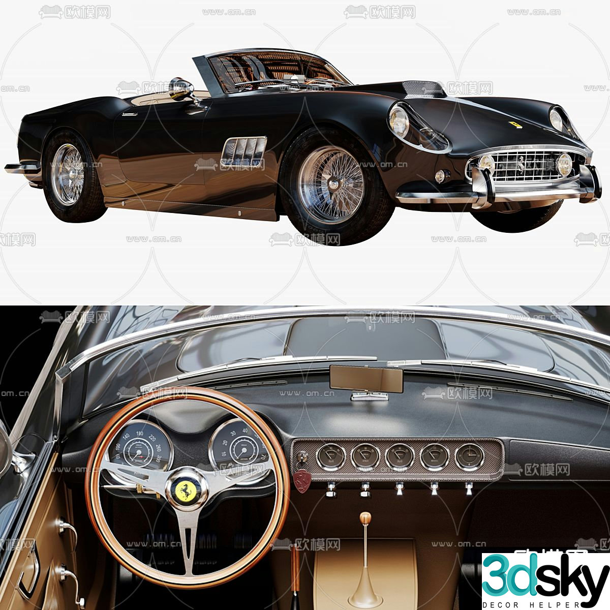 ferrari sports car vintage car retro car 3d model