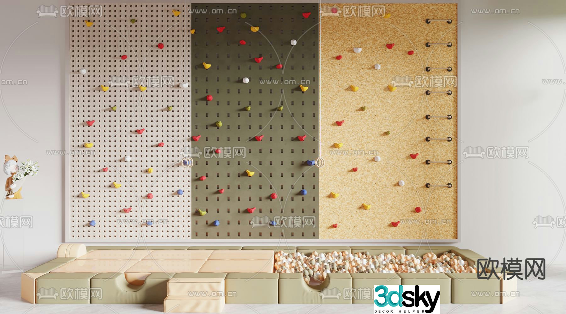 Rock climbing wall 3d model