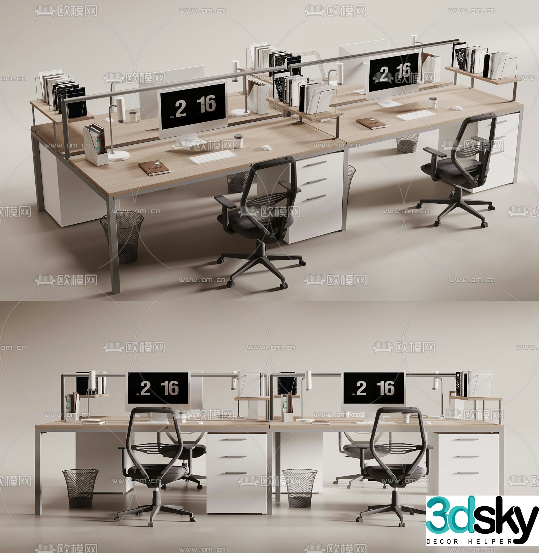 Card space office desk and chair work station 3D model