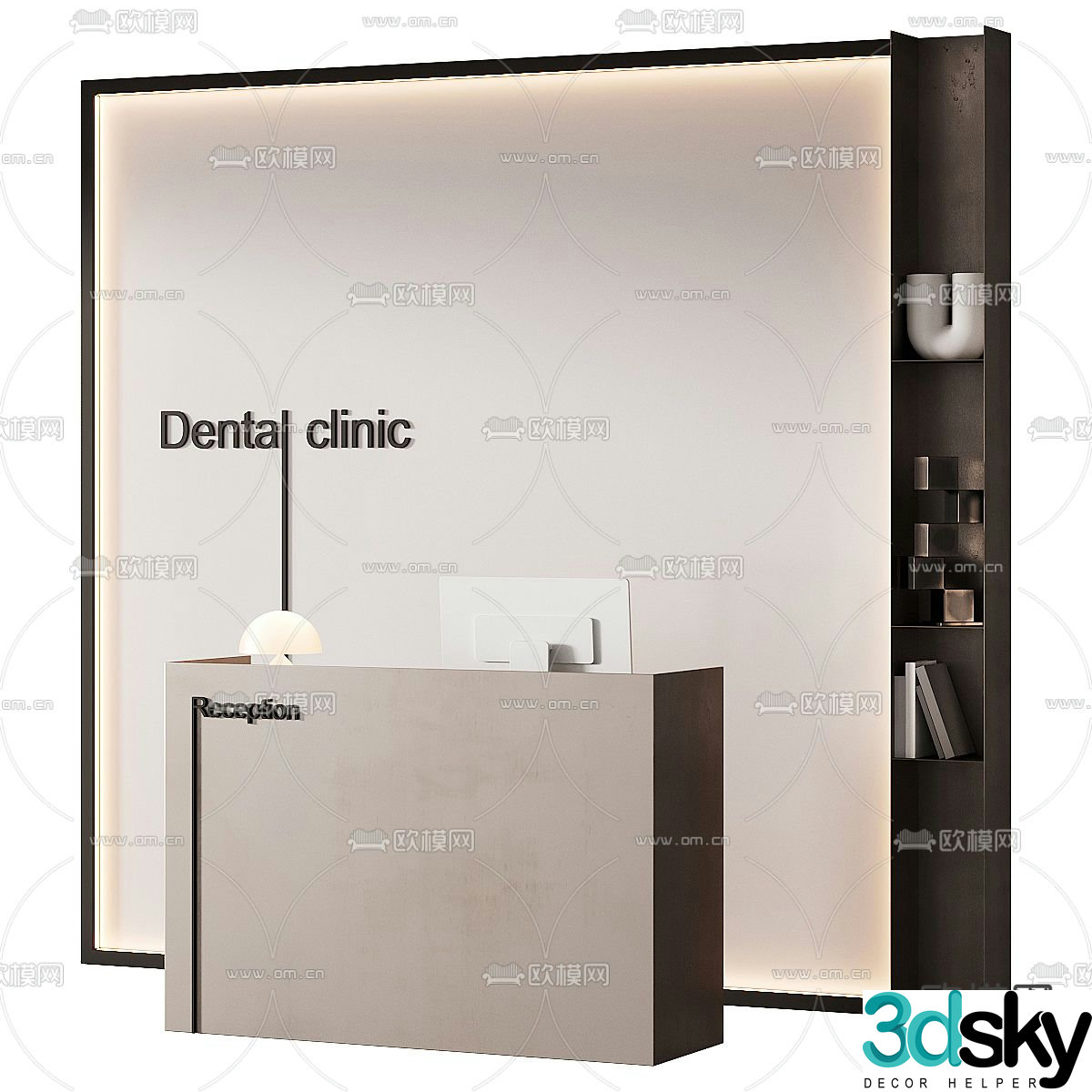 Front desk reception desk service desk 3d model