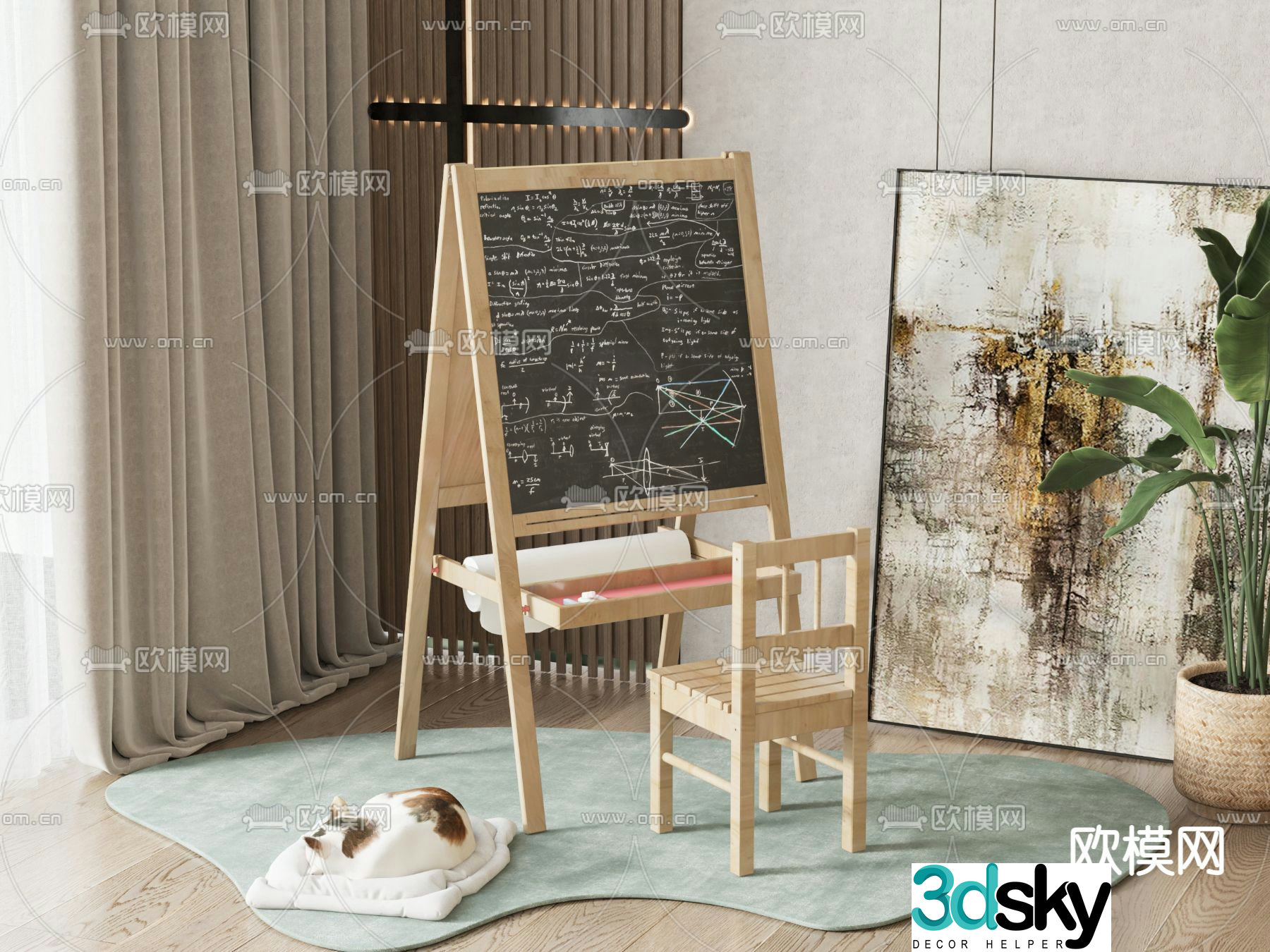 Children’s blackboard drawing board 3d model