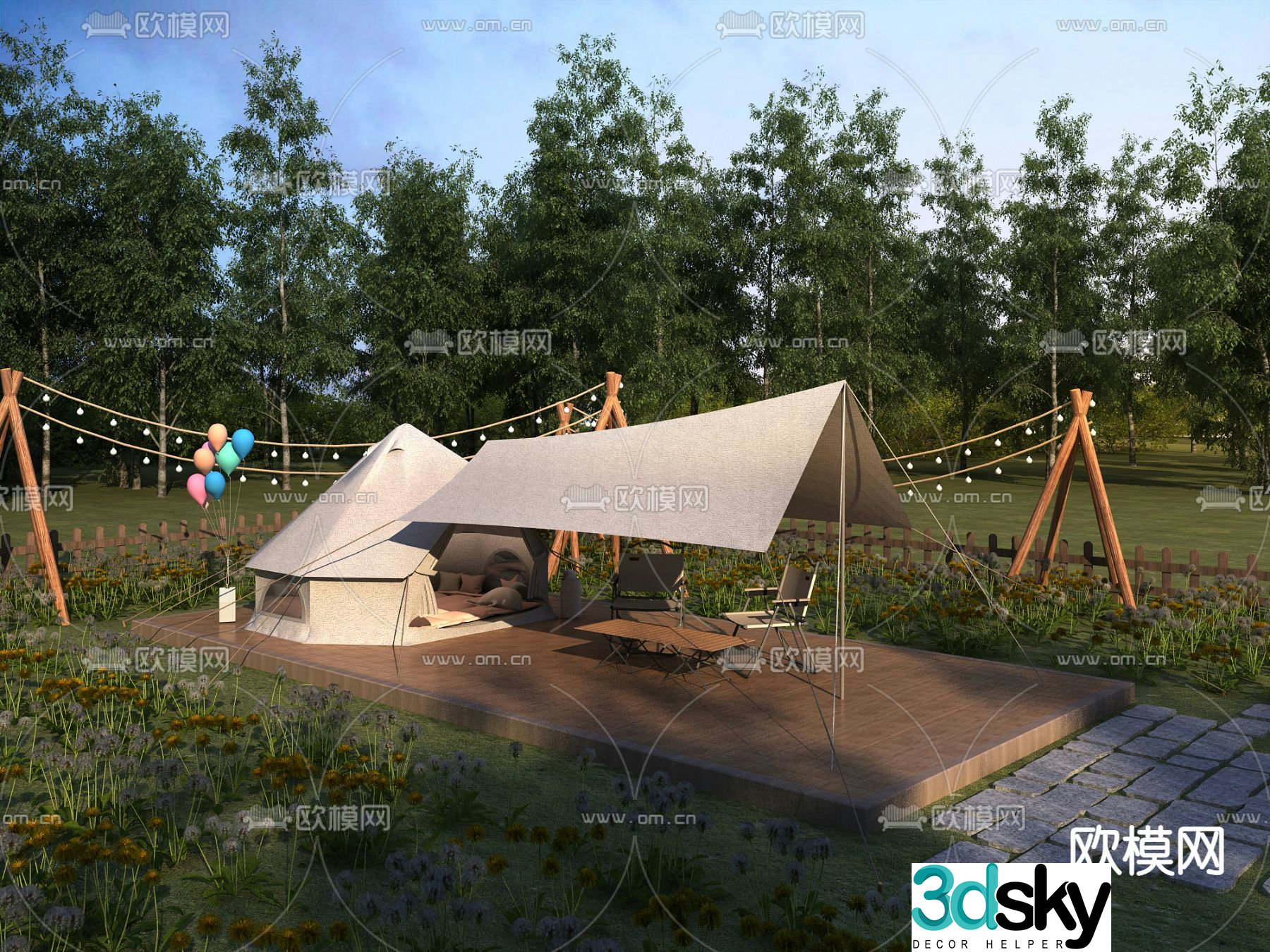 camping campground 3d model