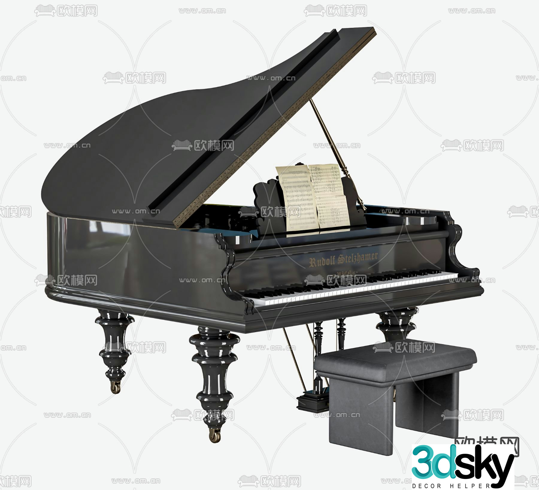 Steinmeier grand piano bench 3d model