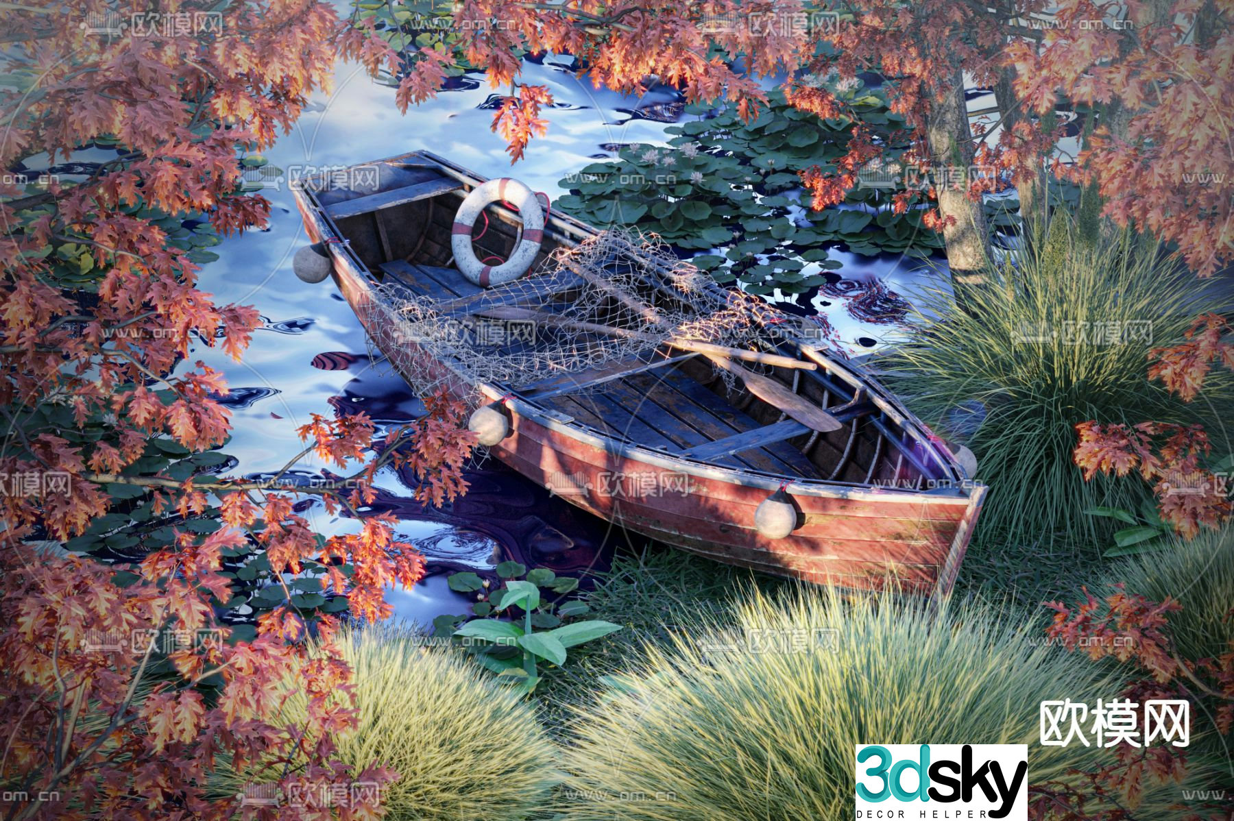 Riverbank landscape 3d model