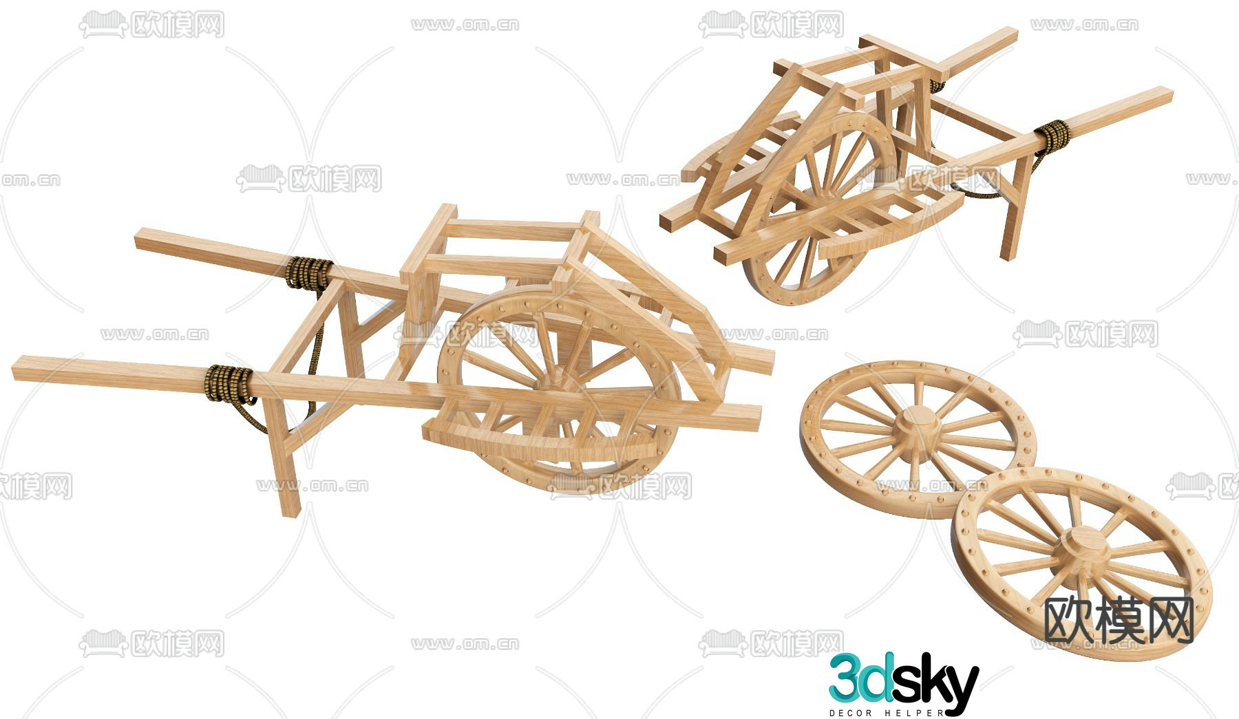 Chinese trolley wheels 3d model