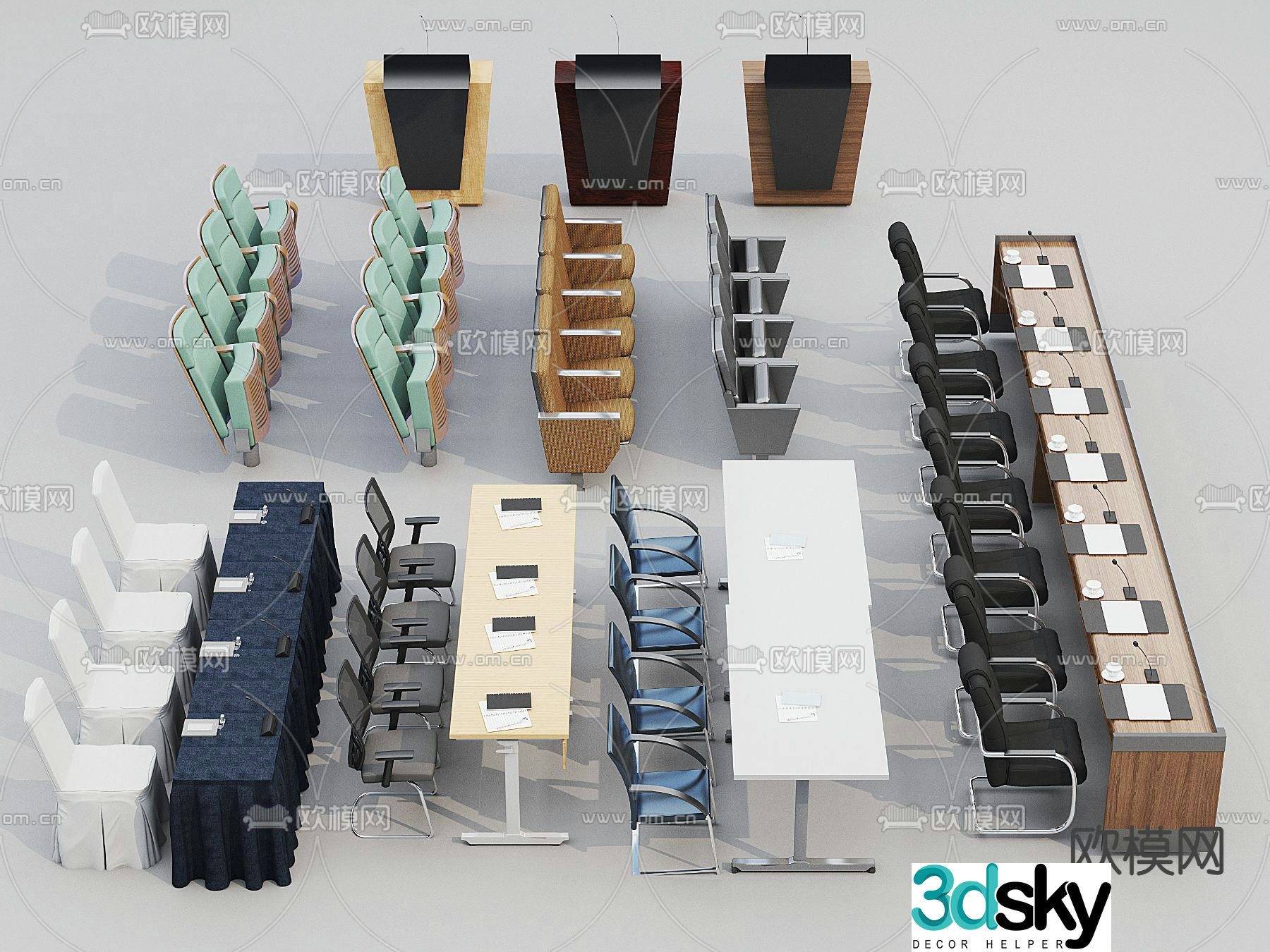Conference tables and chairs conference table 3d model