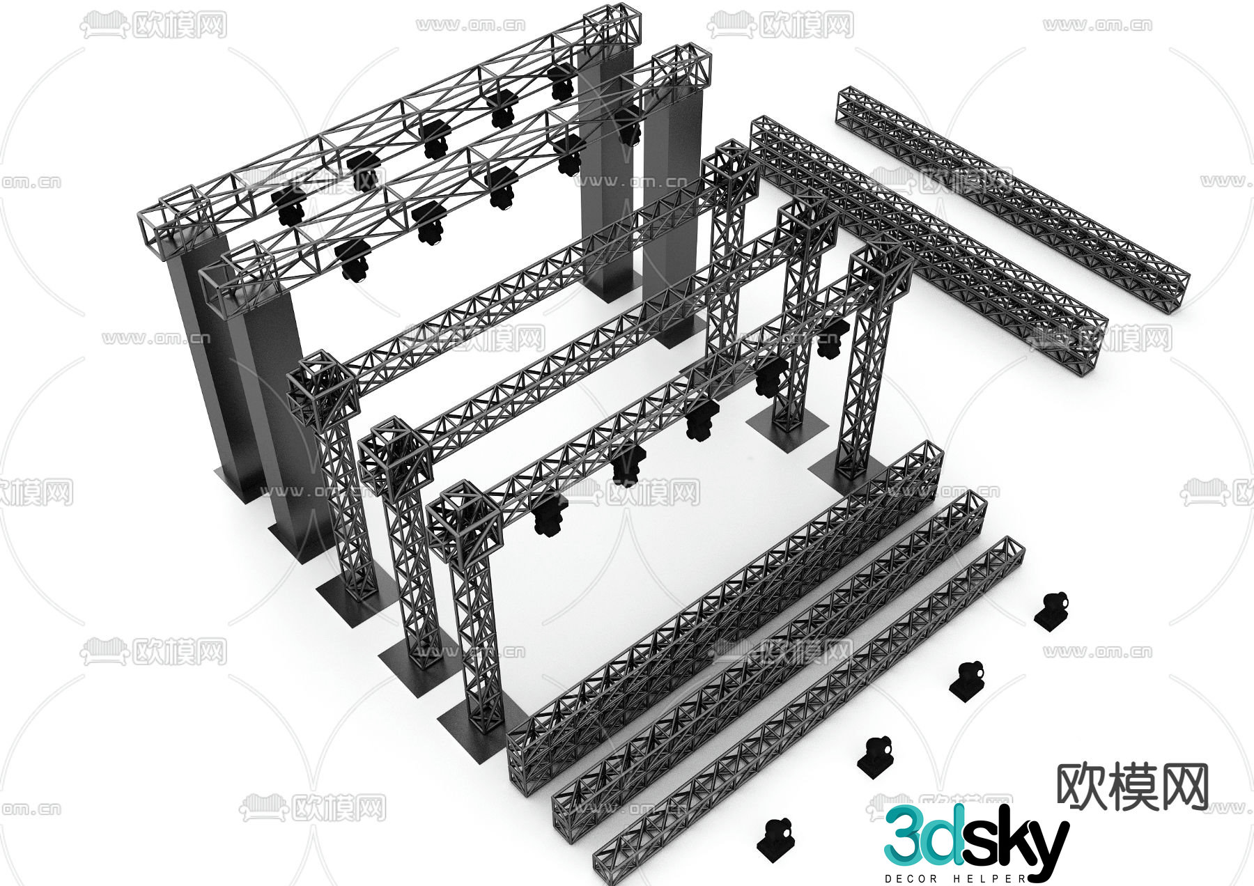 Steel frame lighting frame stage frame 3d model