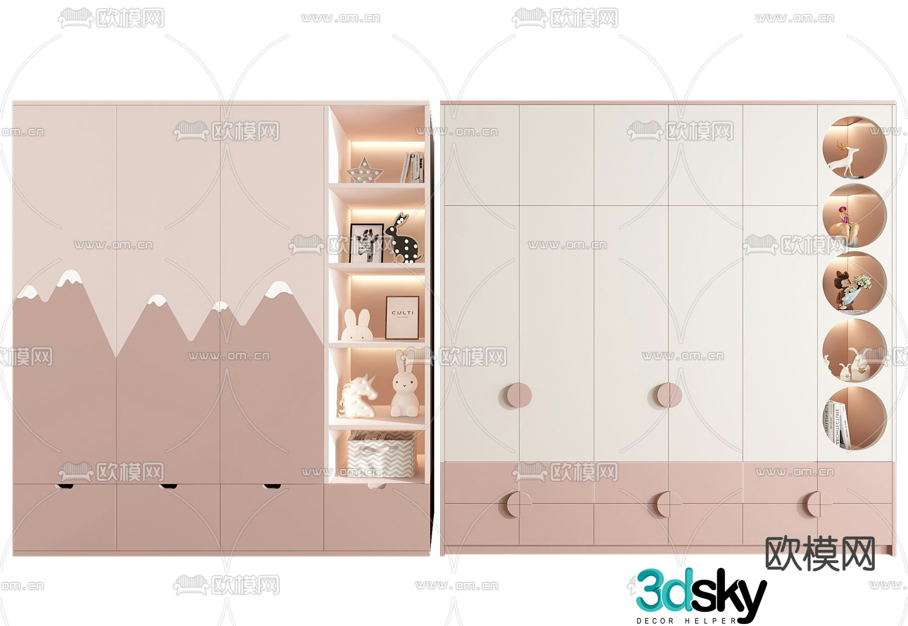 Children’s wardrobe storage cabinet 3d model