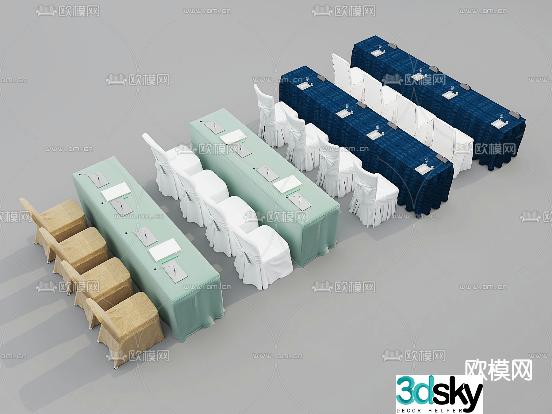 Auditorium conference tables and chairs 3d model