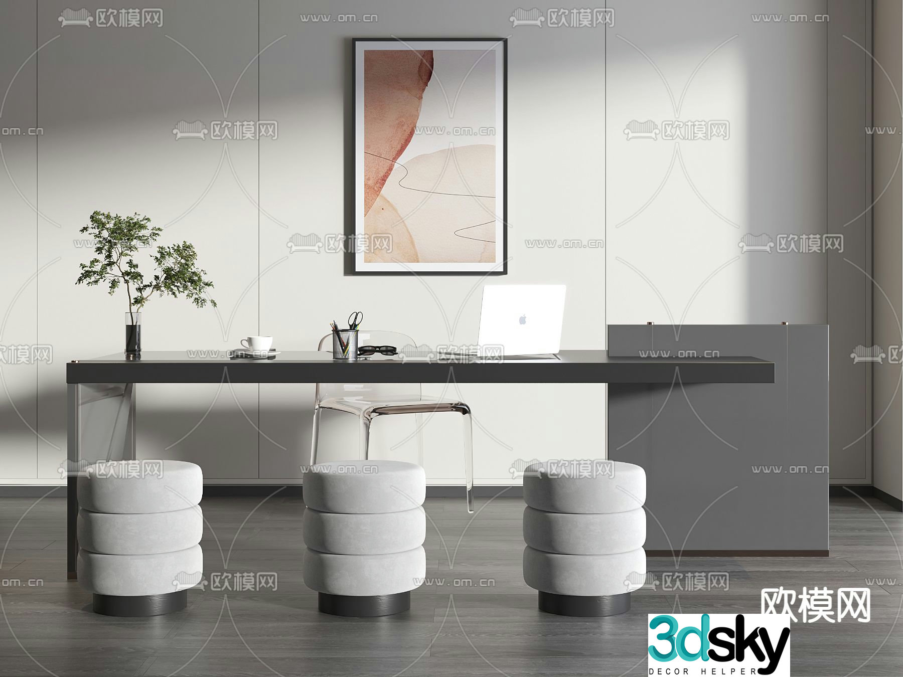 Office desk and chair 3d model