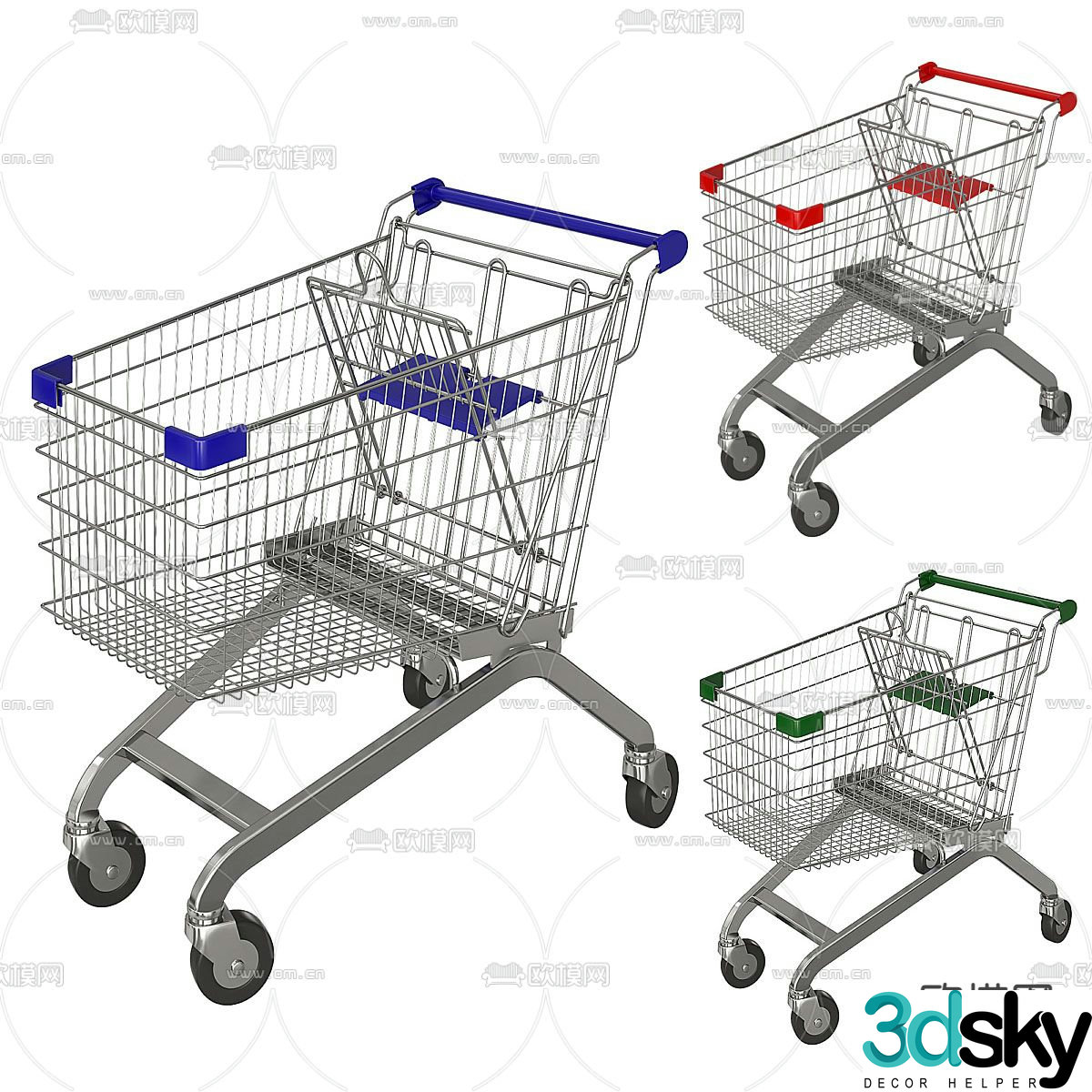 Supermarket shopping cart 3d model