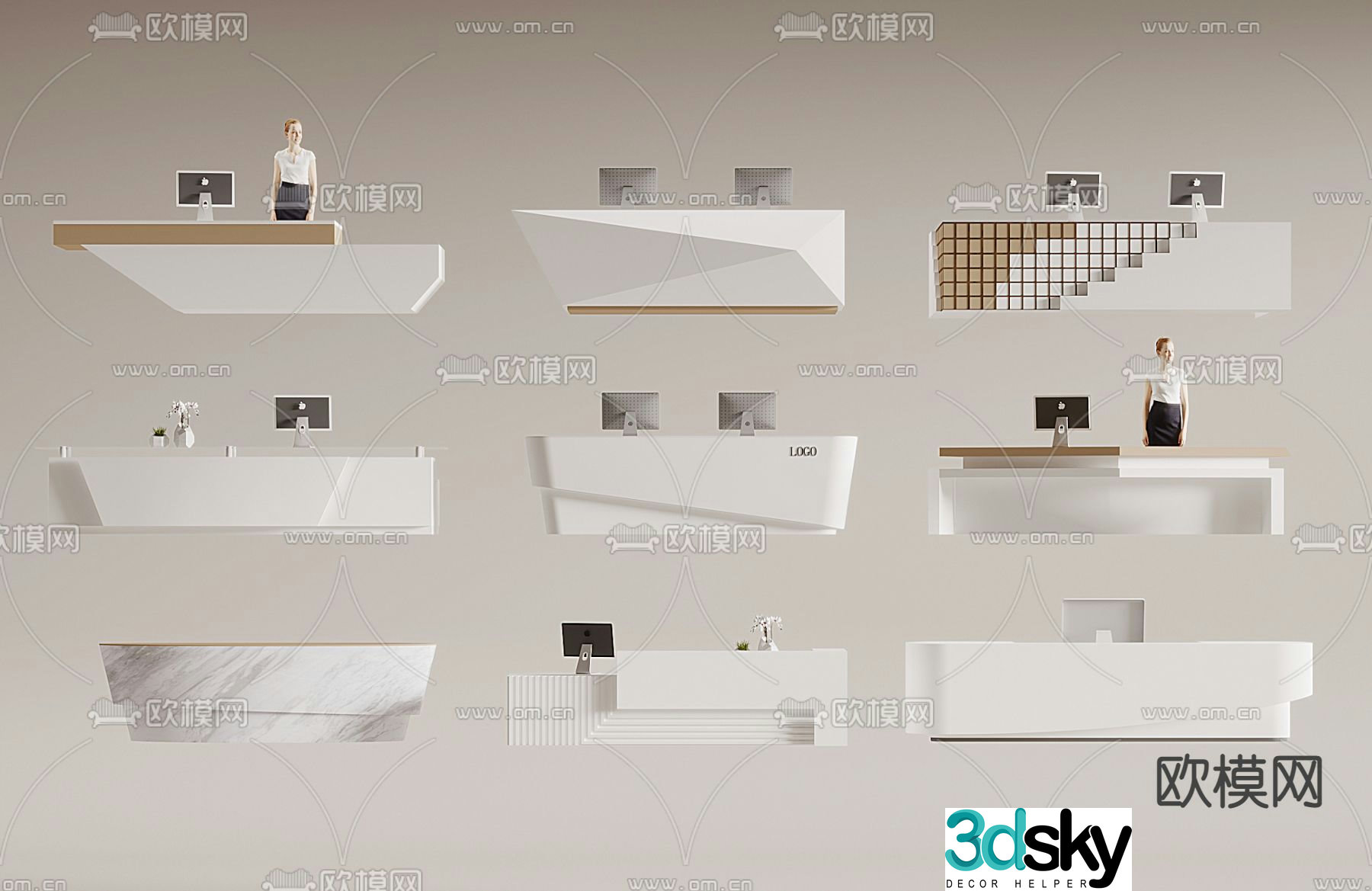 reception desk front desk service desk 3d model