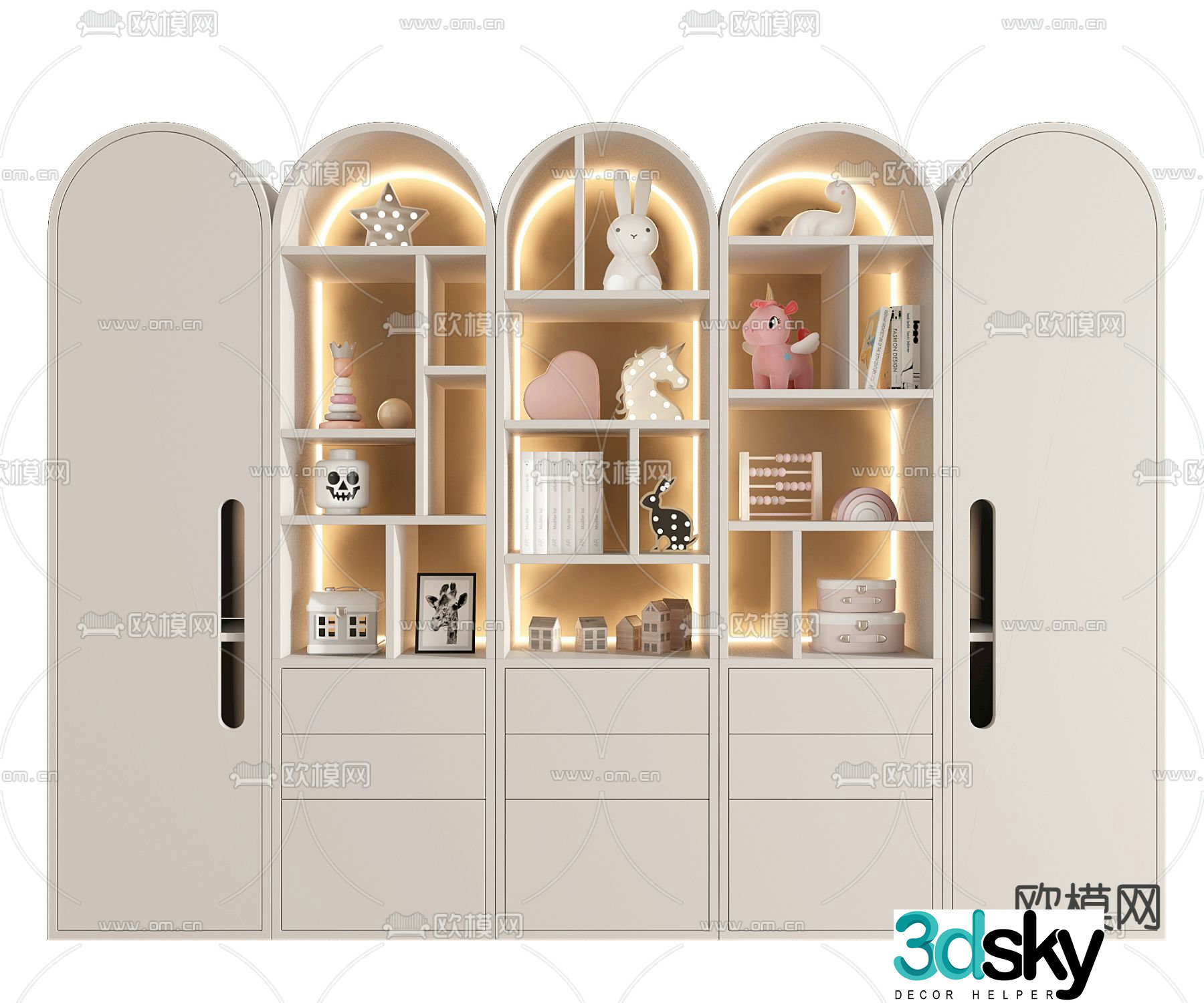 Children’s bookcase storage cabinet 3d model