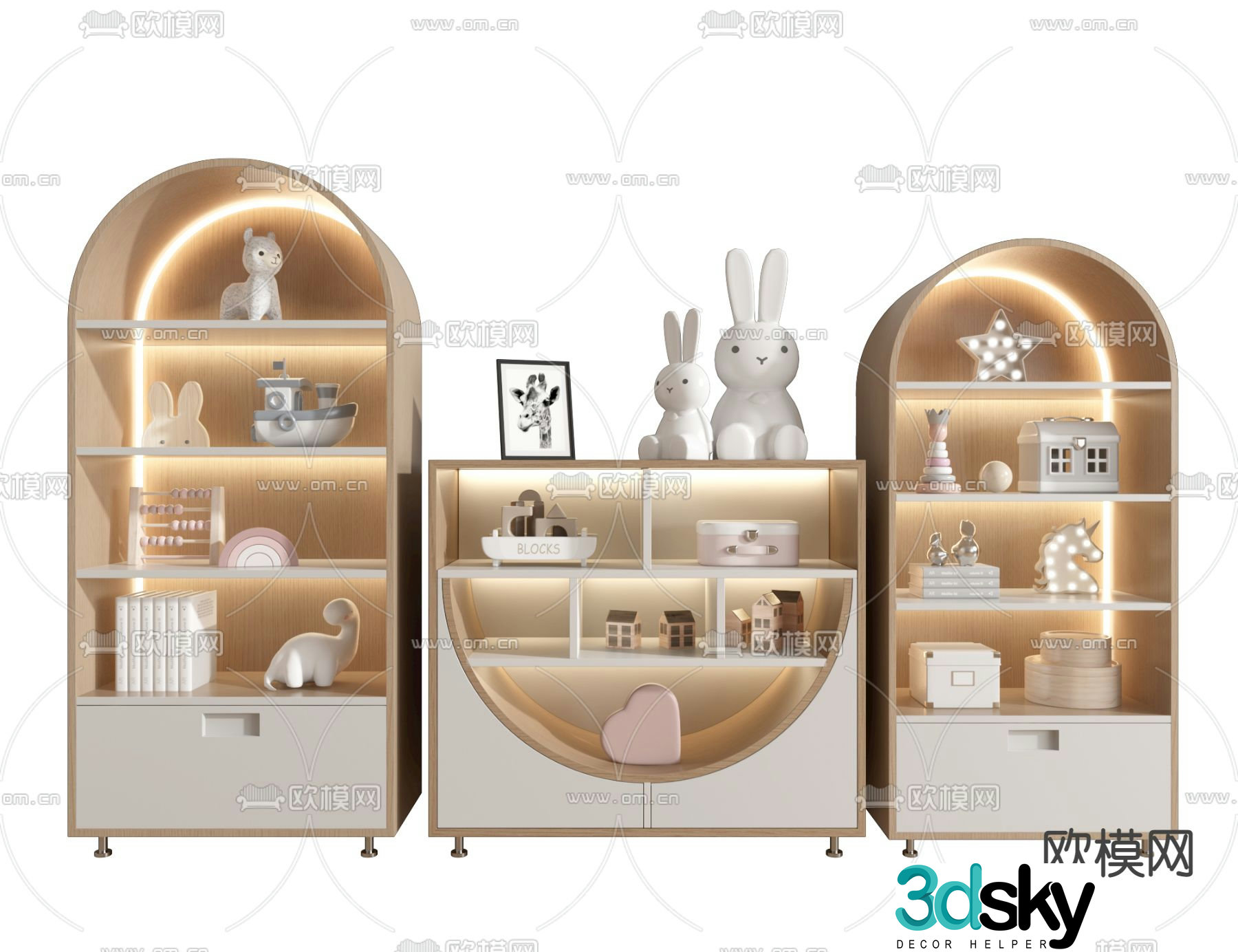 Children’s bookcase toy cabinet 3d model