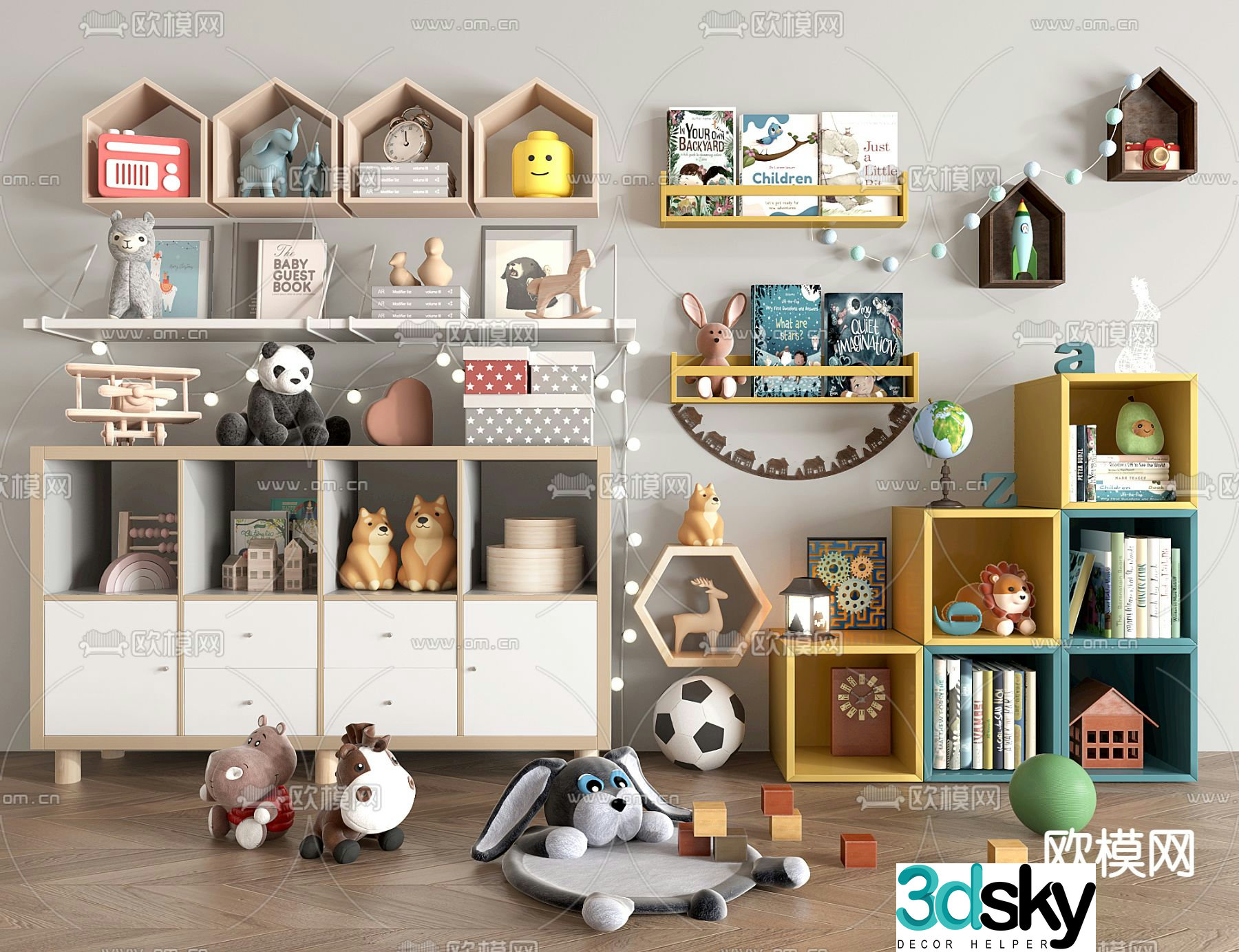 Children’s bookcase toy cabinet 3d model