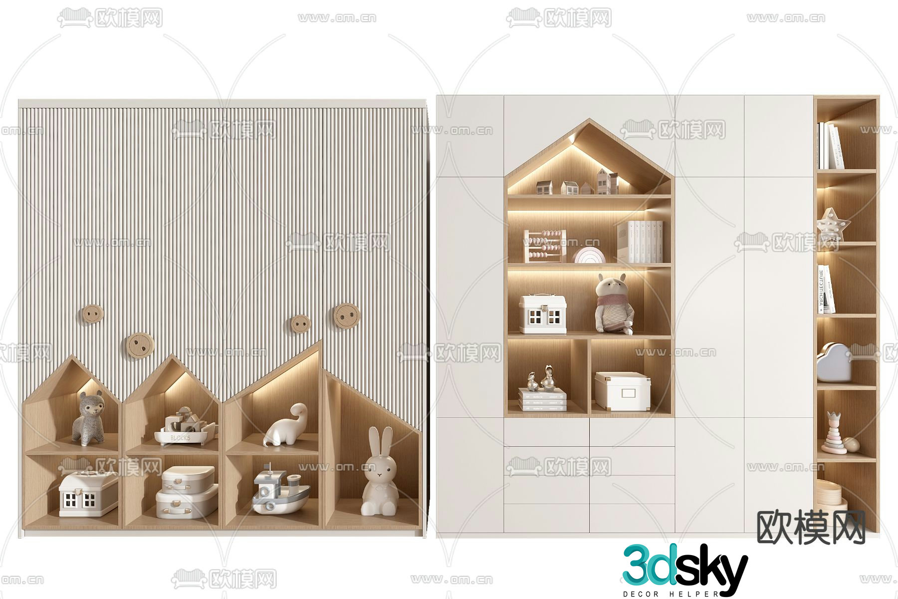 Children’s bookcase storage cabinet 3d model