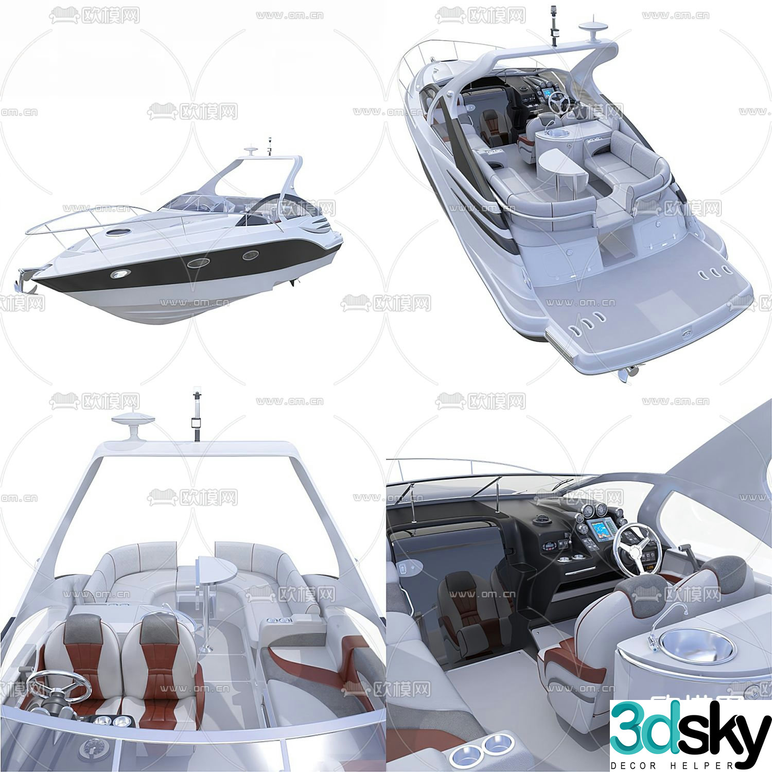yacht speedboat ship 3d model