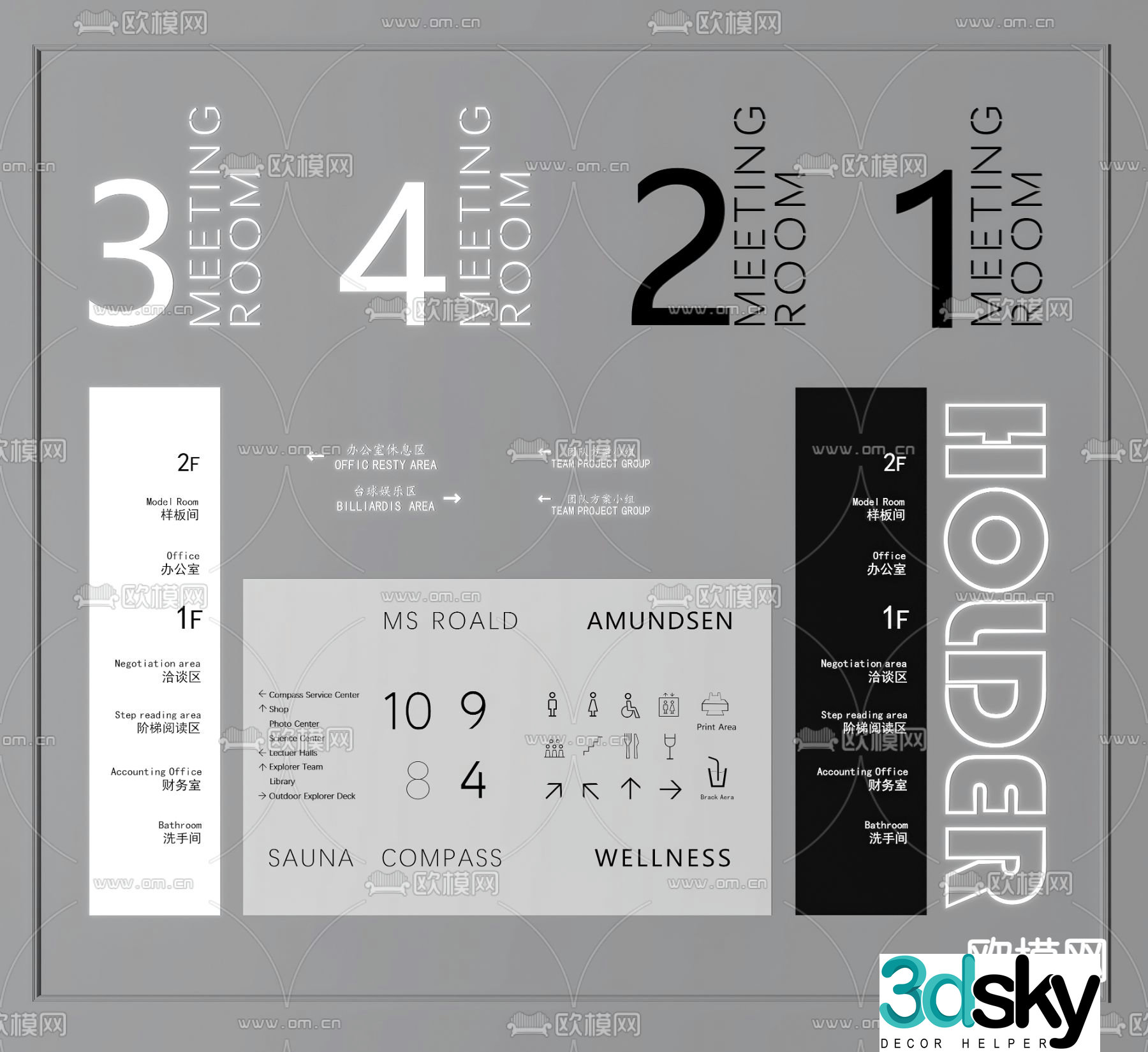 Signage guide sign 3d model
