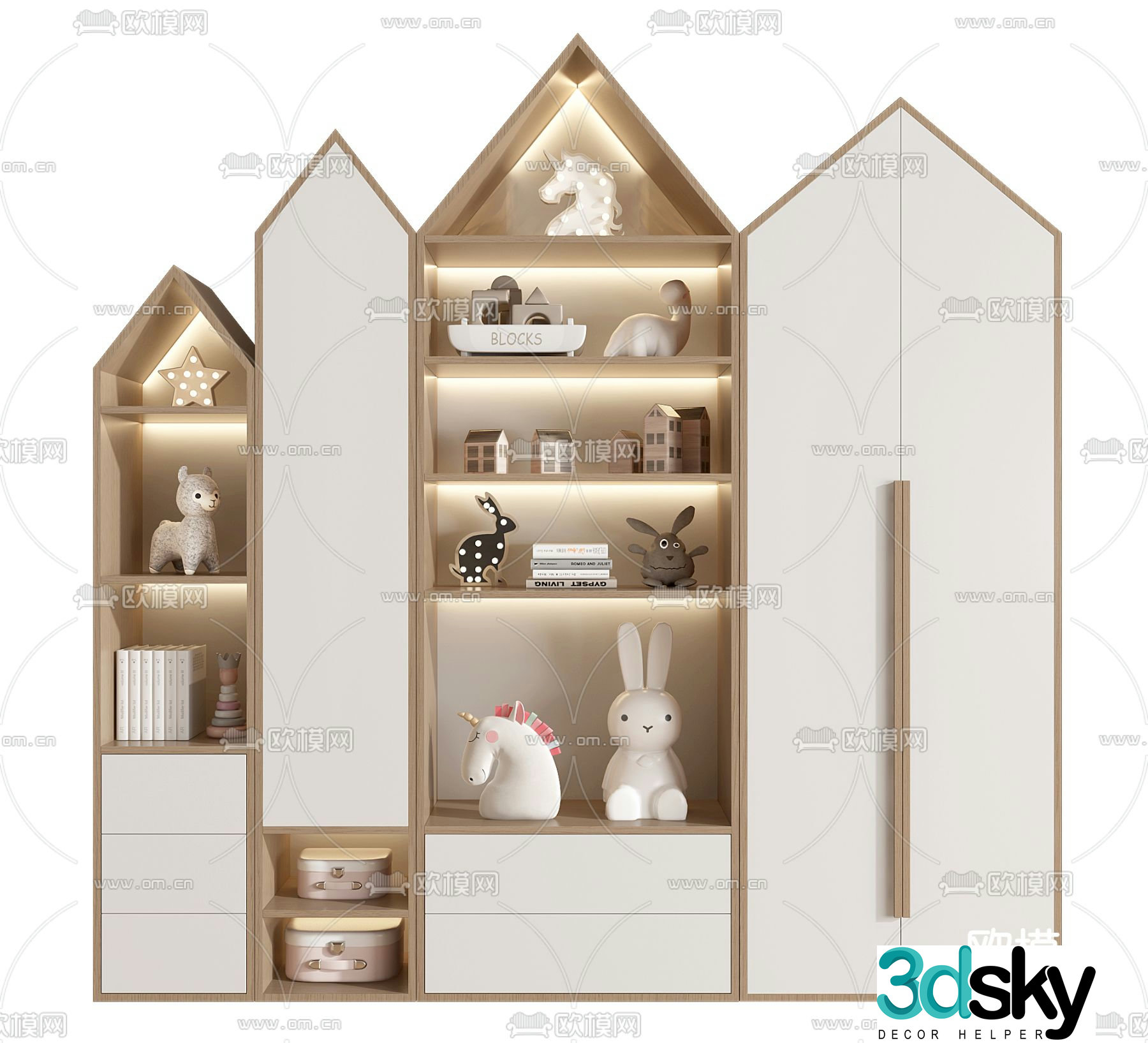 Children’s bookcase storage cabinet 3d model