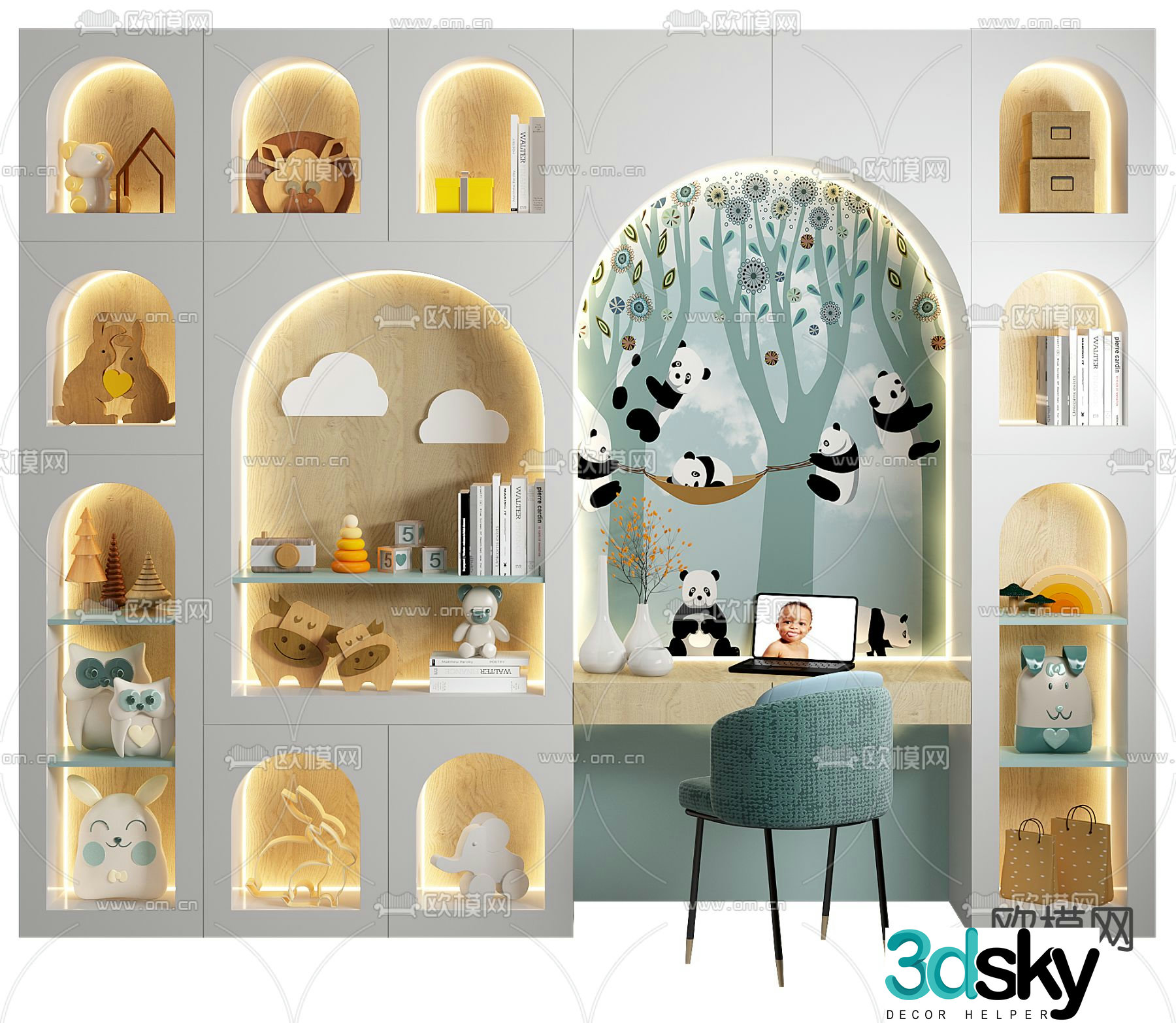 Children’s bookcase desk 3d model
