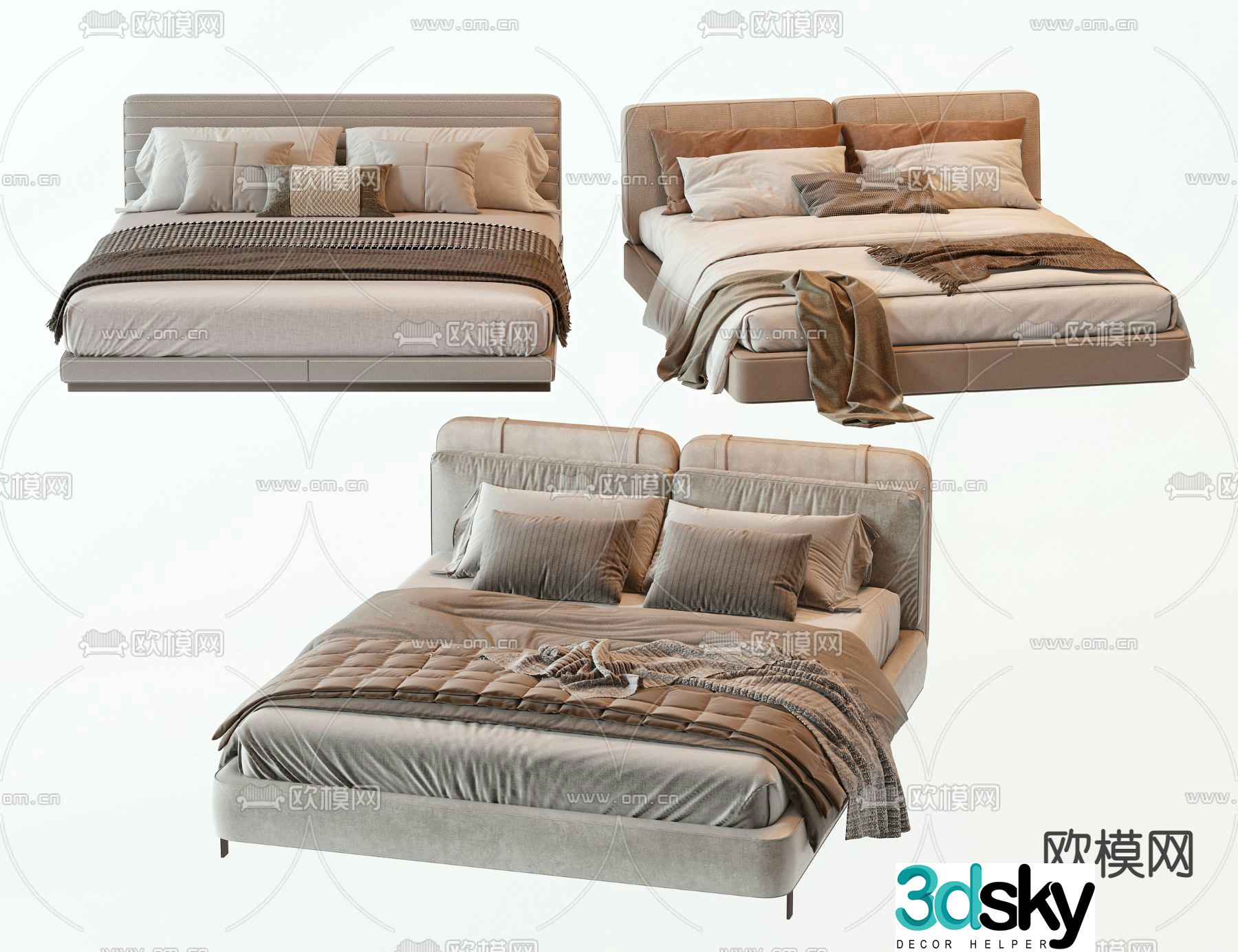 Double bed 3d model