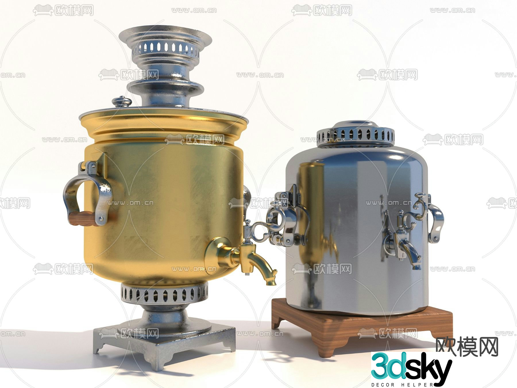 Beer barrel wine set 3d model