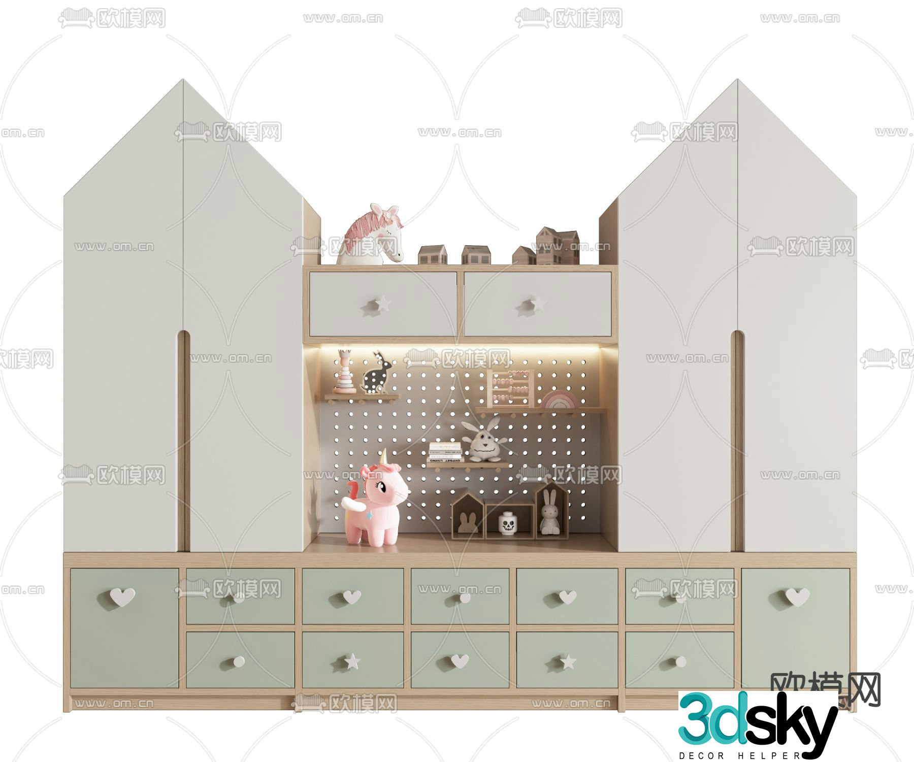 Children’s bookcase storage cabinet 3d model