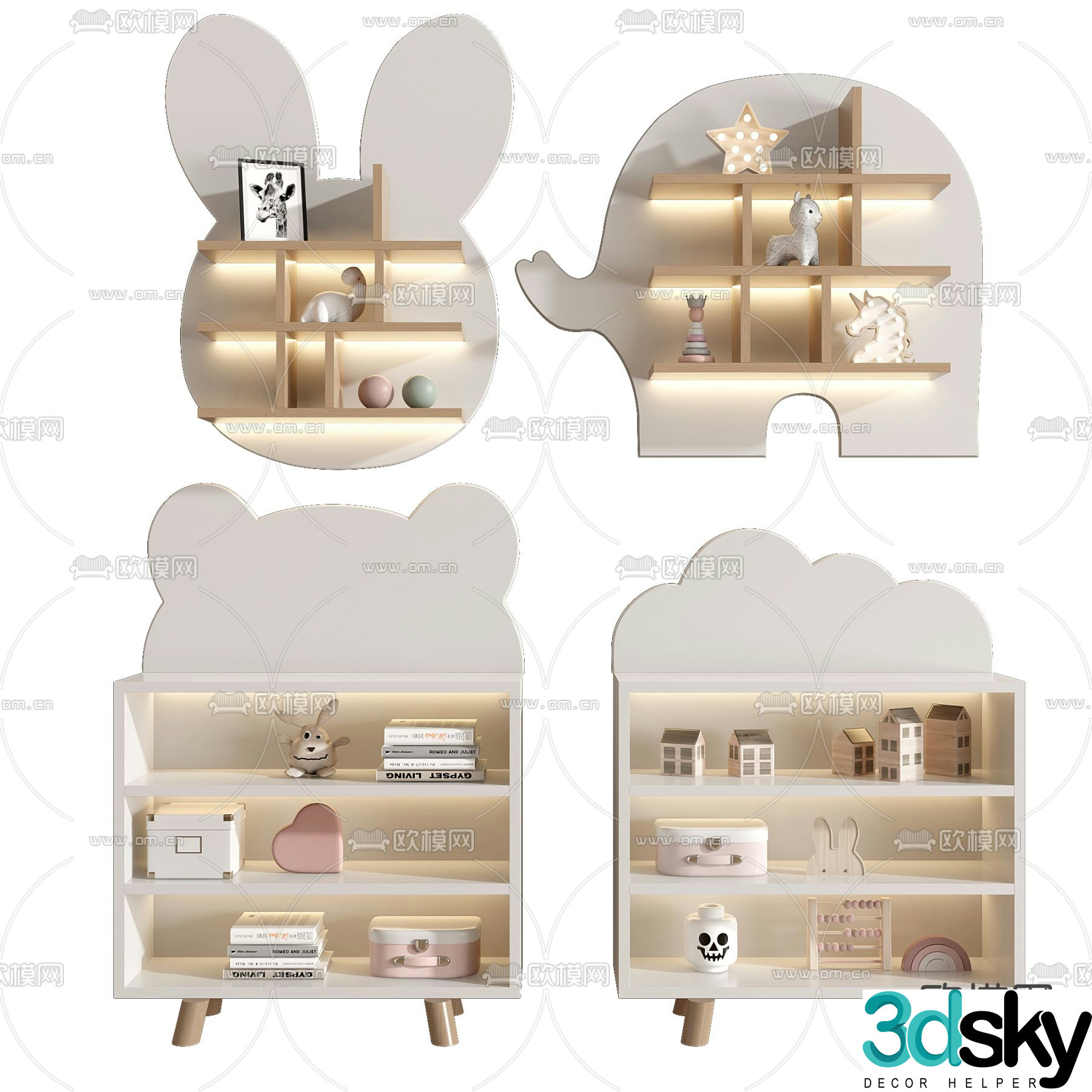 Children’s bookcase storage cabinet 3d model