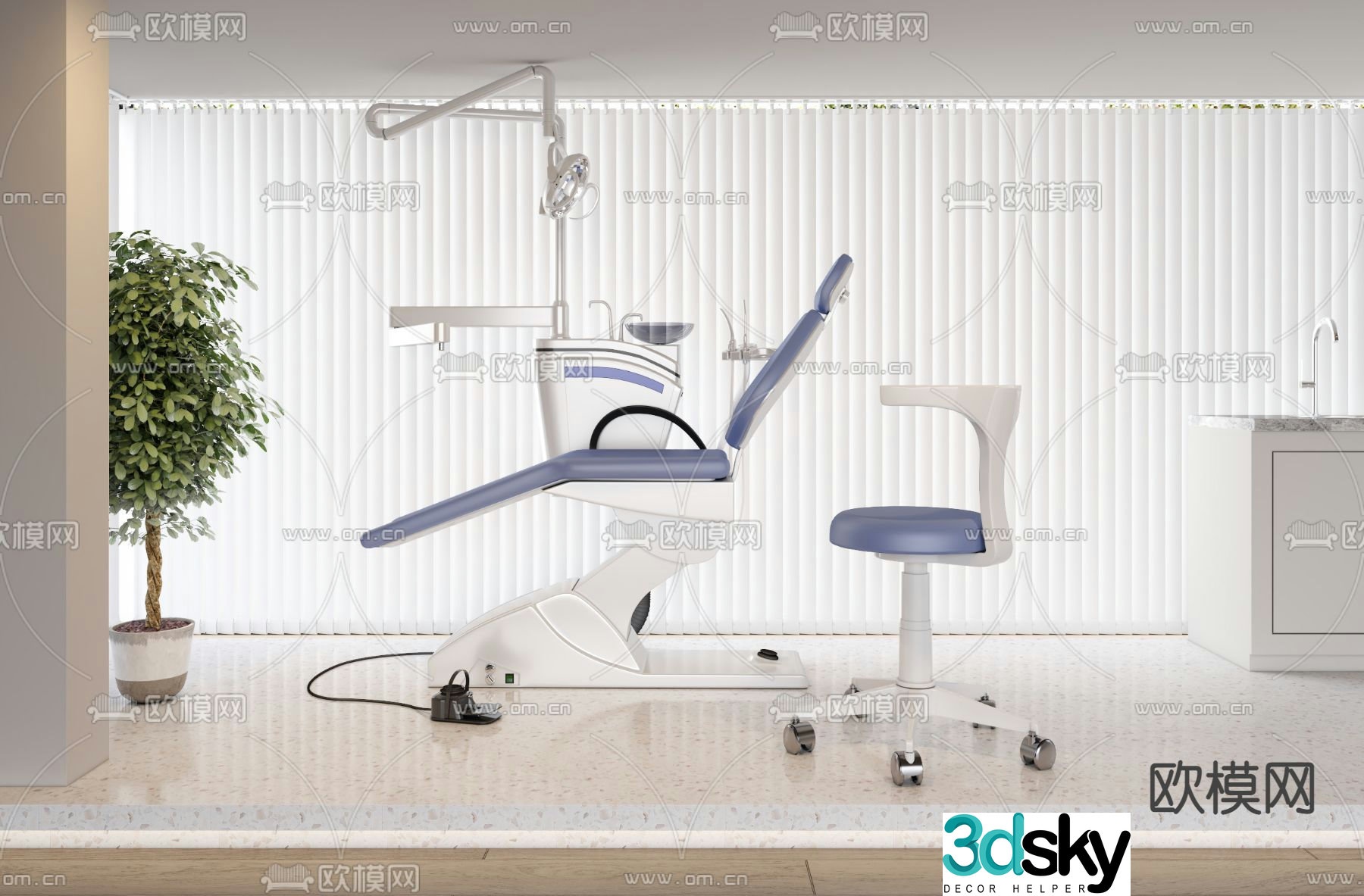 dental chair medical hospital 3d model