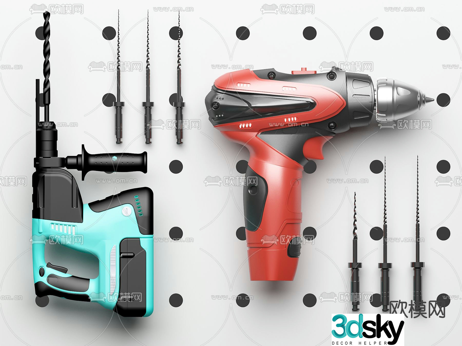 Electric drill impact drill 3d model
