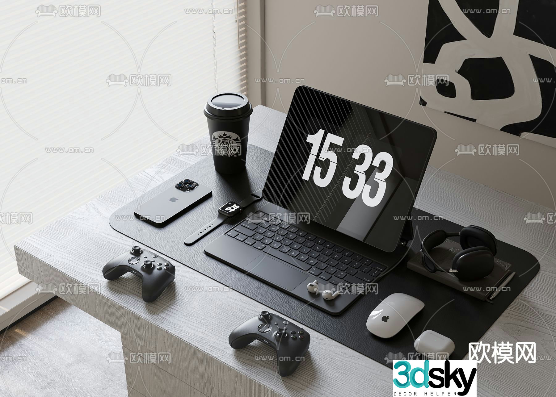 Office accessories stationery computer 3d model