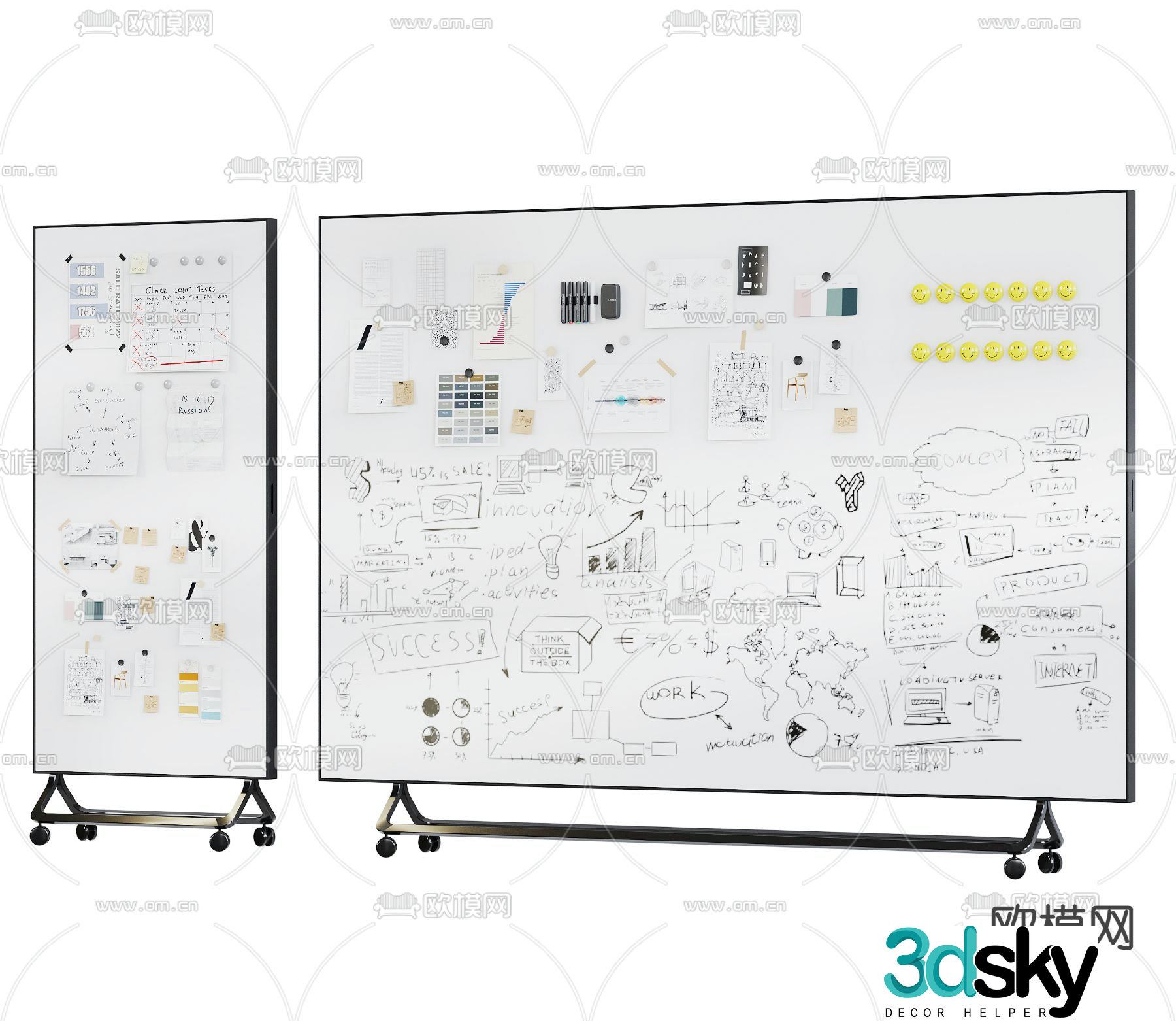 Post-it note mobile whiteboard 3d model