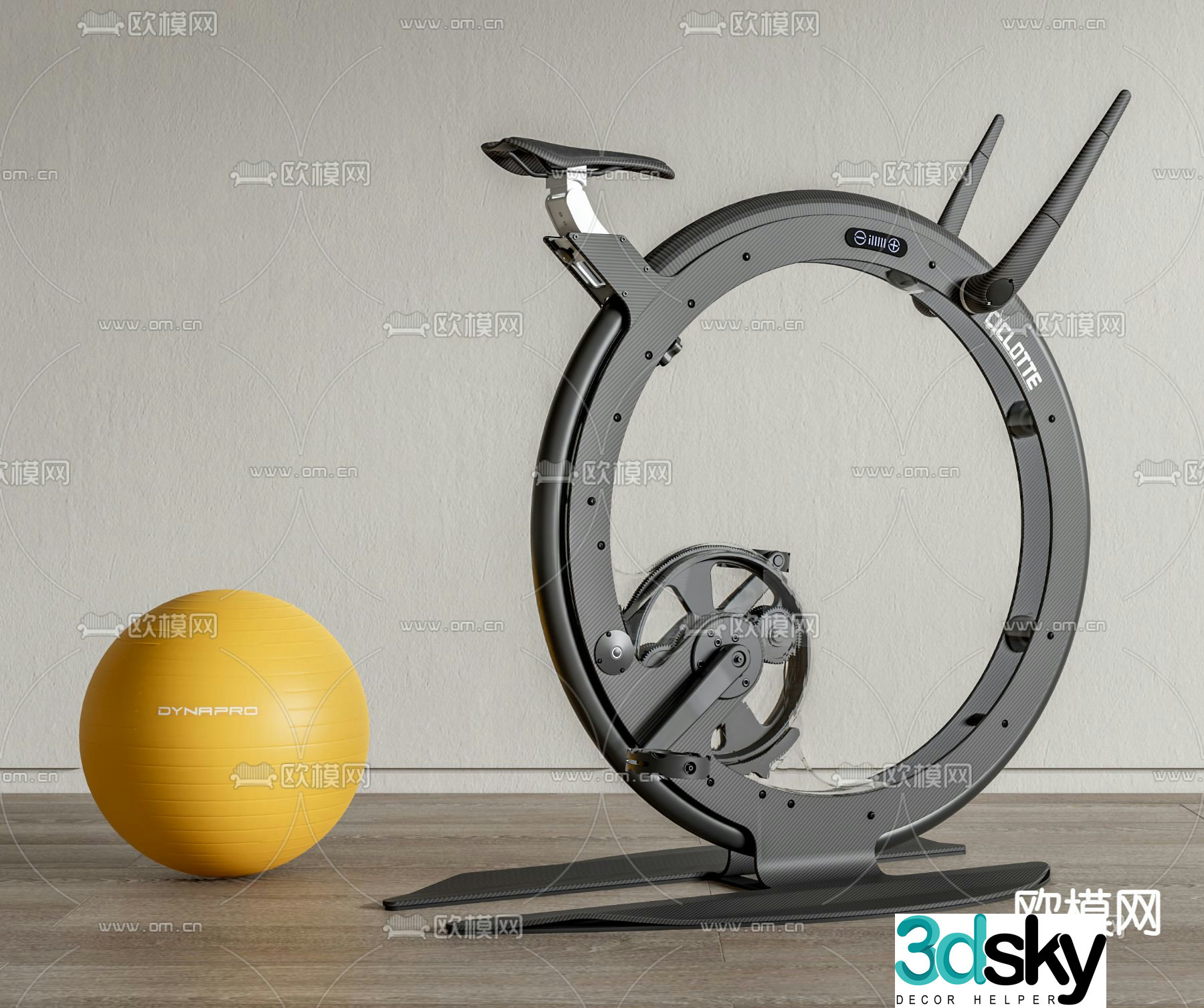 Ciclotte yoga ball exercise bike 3d model