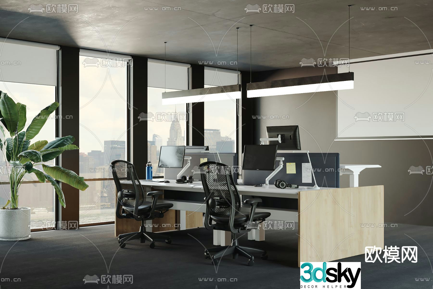 Card space desk workstation 3D model