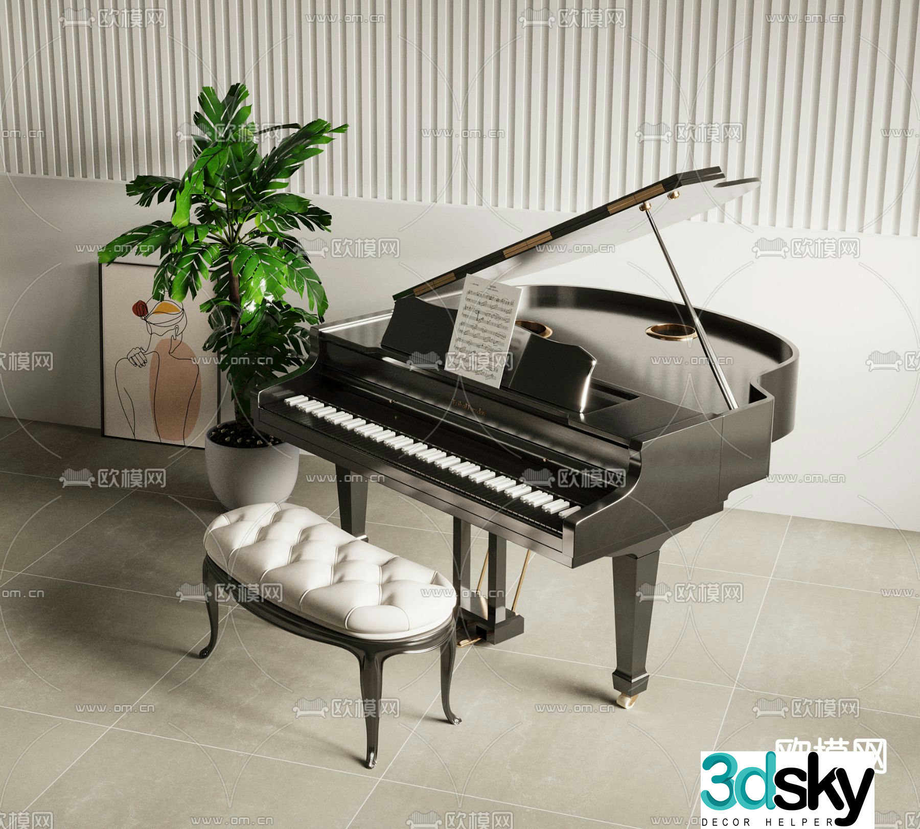 grand piano 3d model