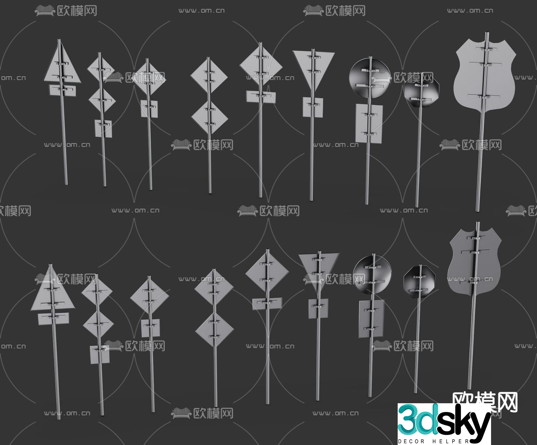 road sign sign 3d model