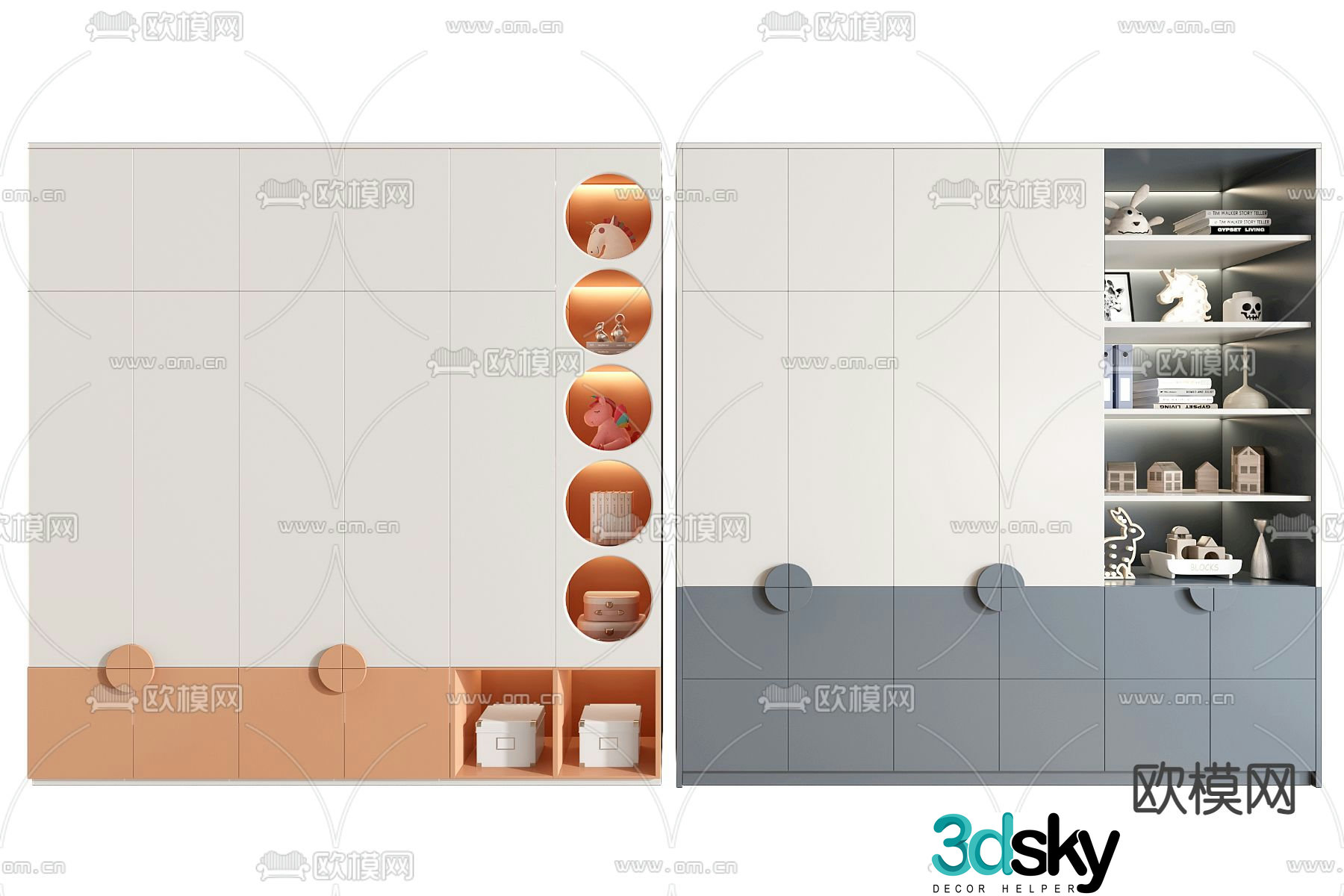 Children’s wardrobe storage cabinet 3d model