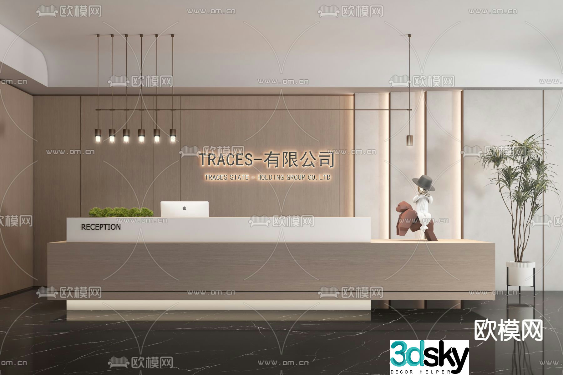reception desk front desk service desk 3d model