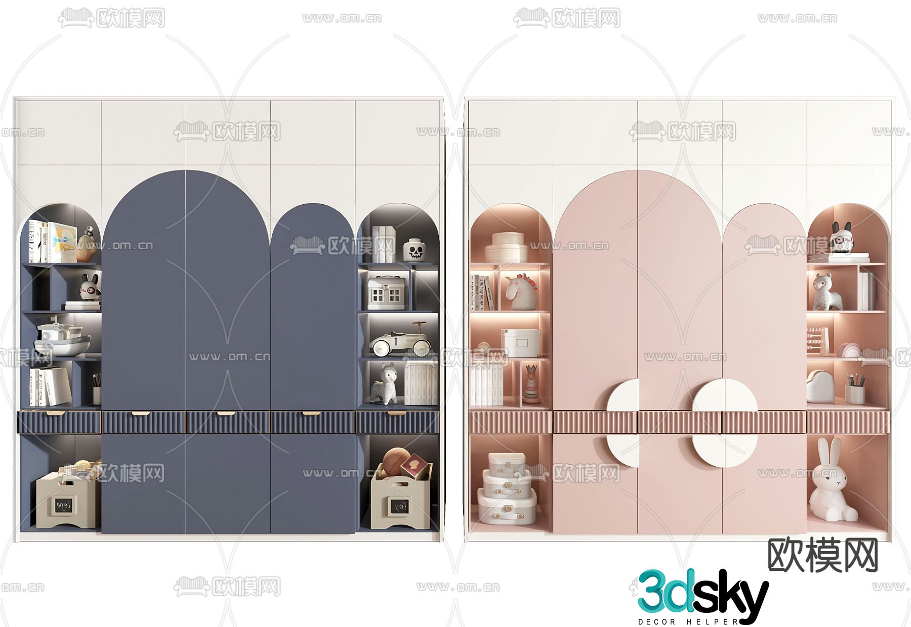 Children’s wardrobe storage cabinet 3d model