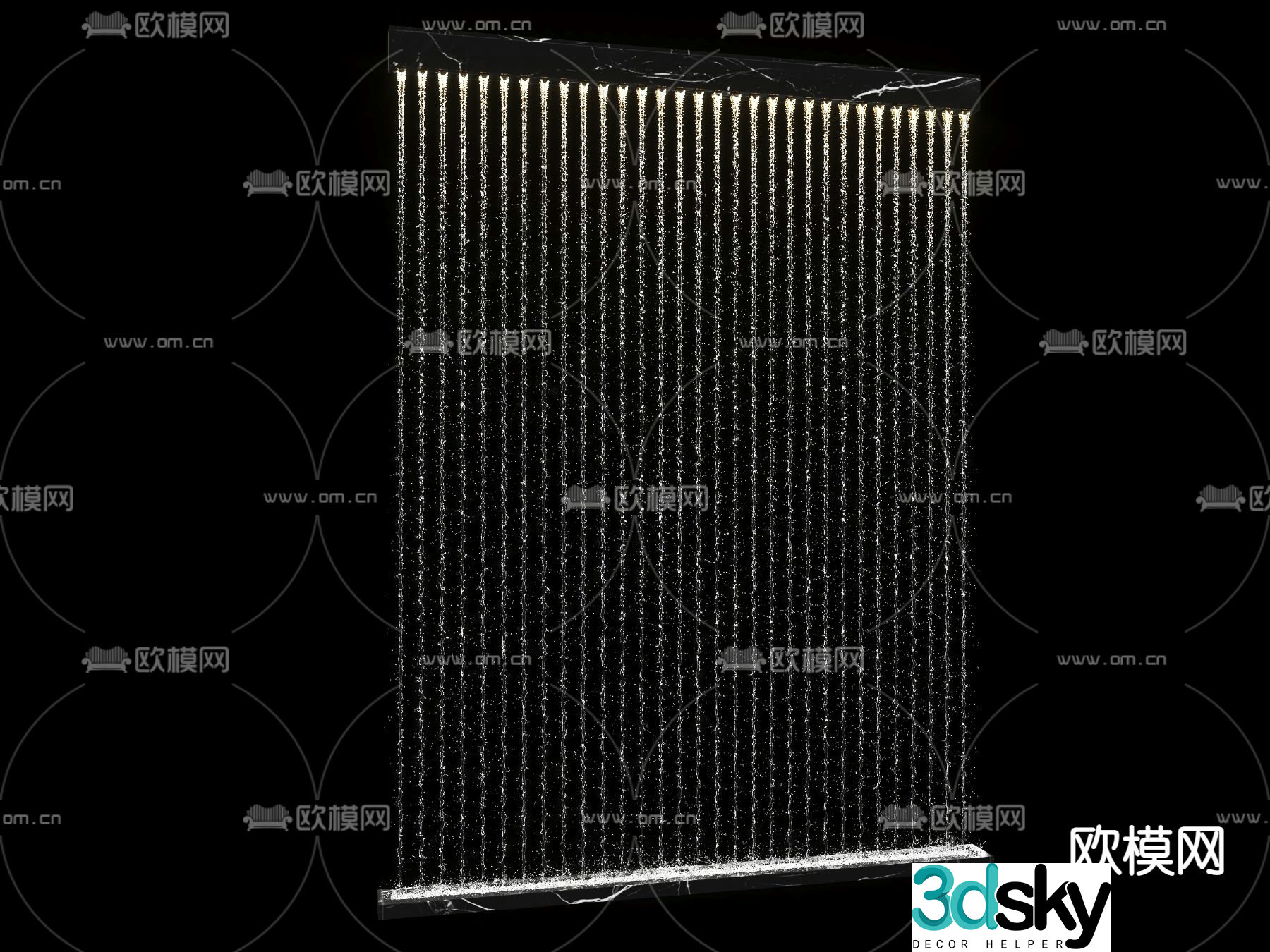 Water curtain waterfall flowing water 3d model