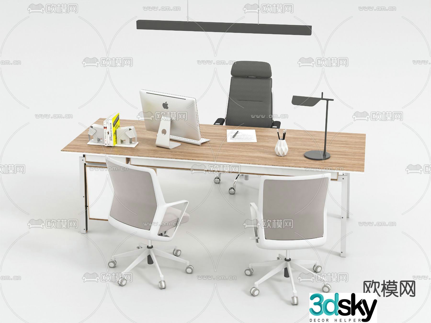 Office desk and chair desk table 3d model