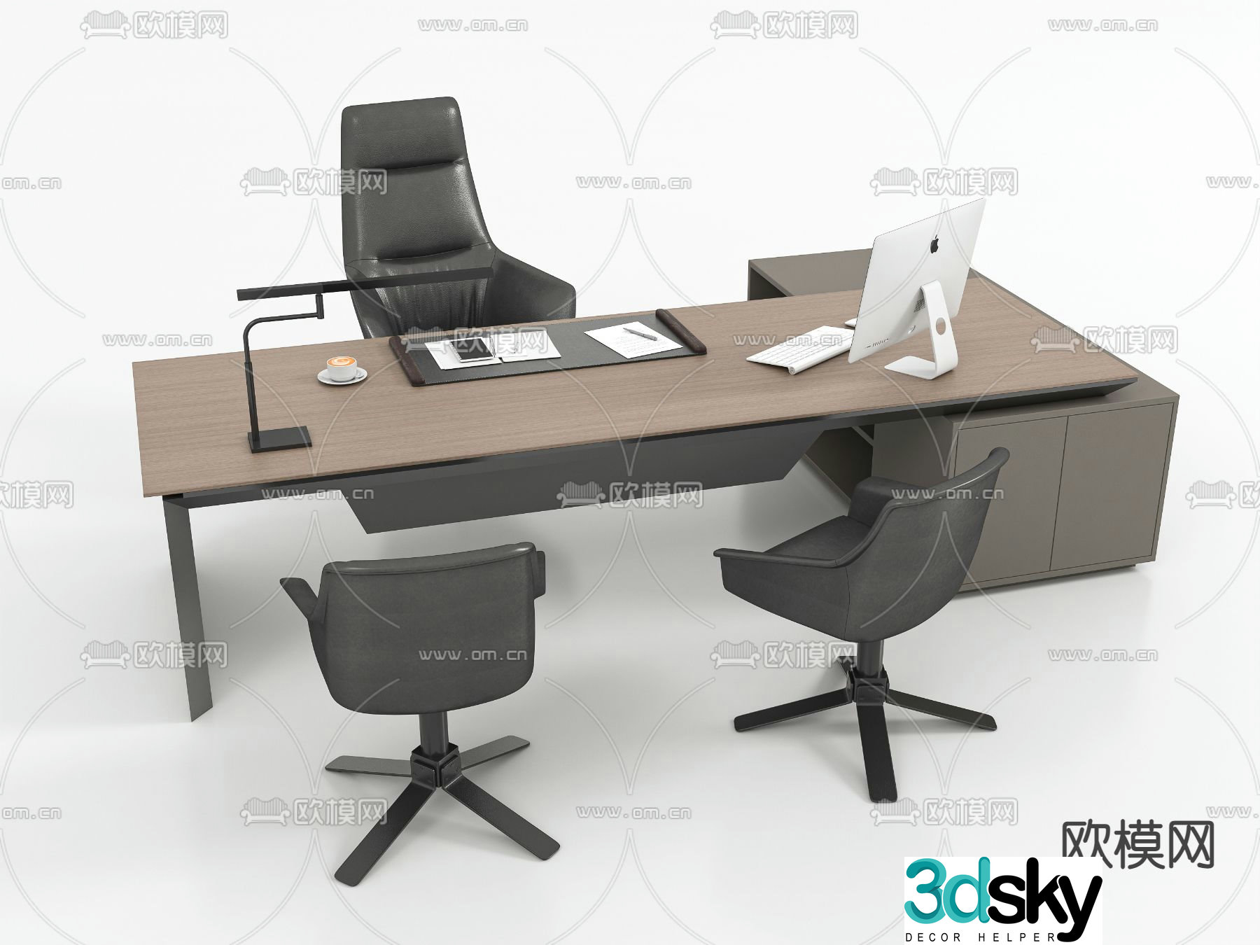 Office desk and chair desk table 3d model