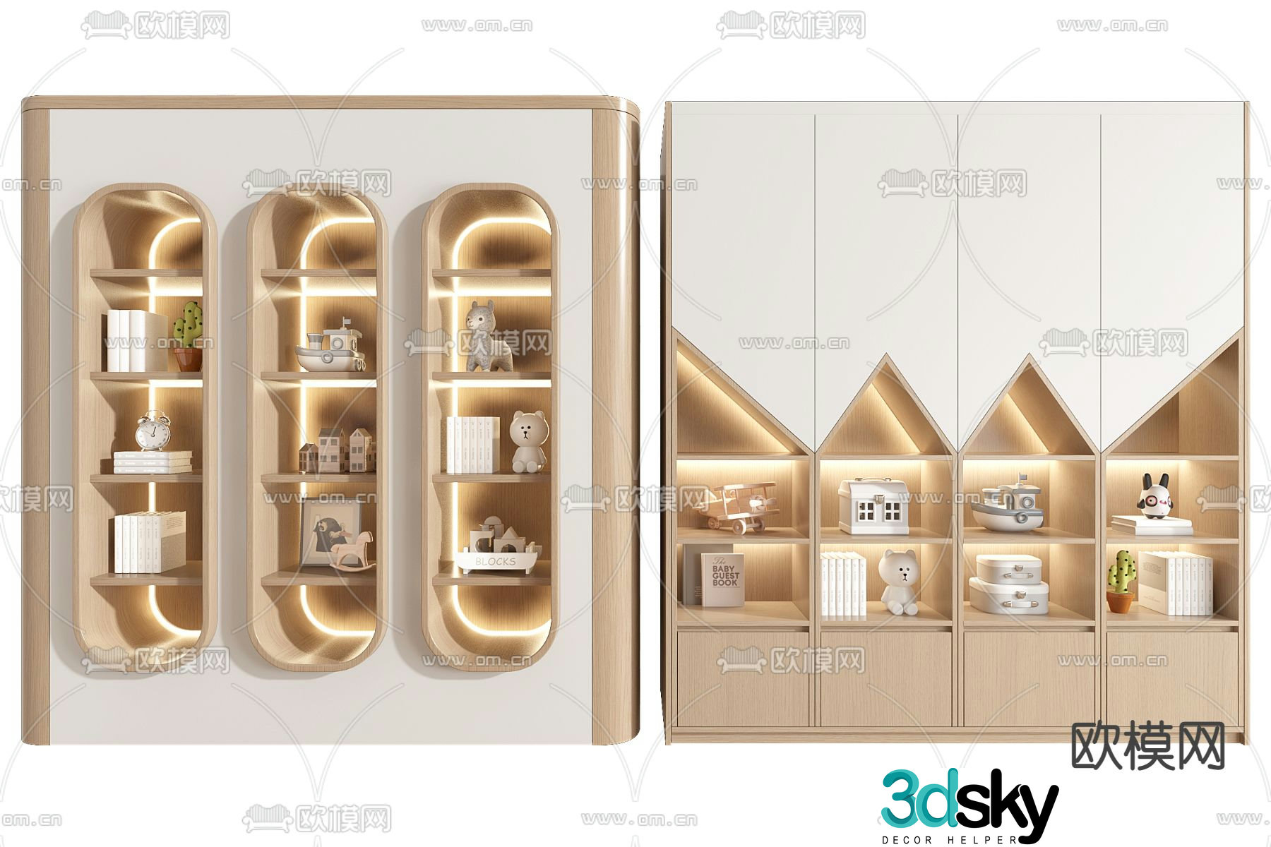 Children’s bookcase storage cabinet 3d model