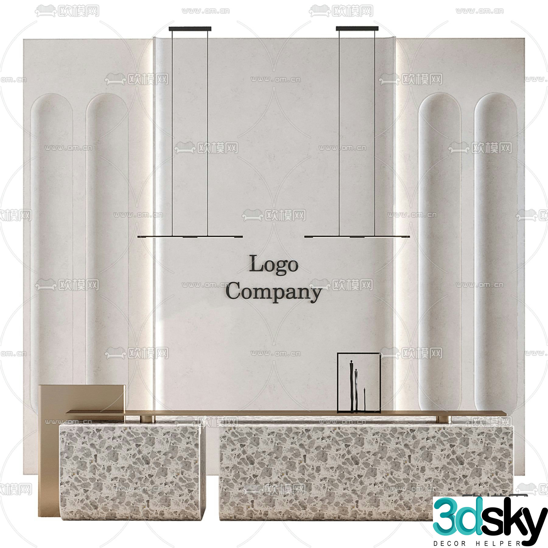 Front desk reception desk service desk 3d model